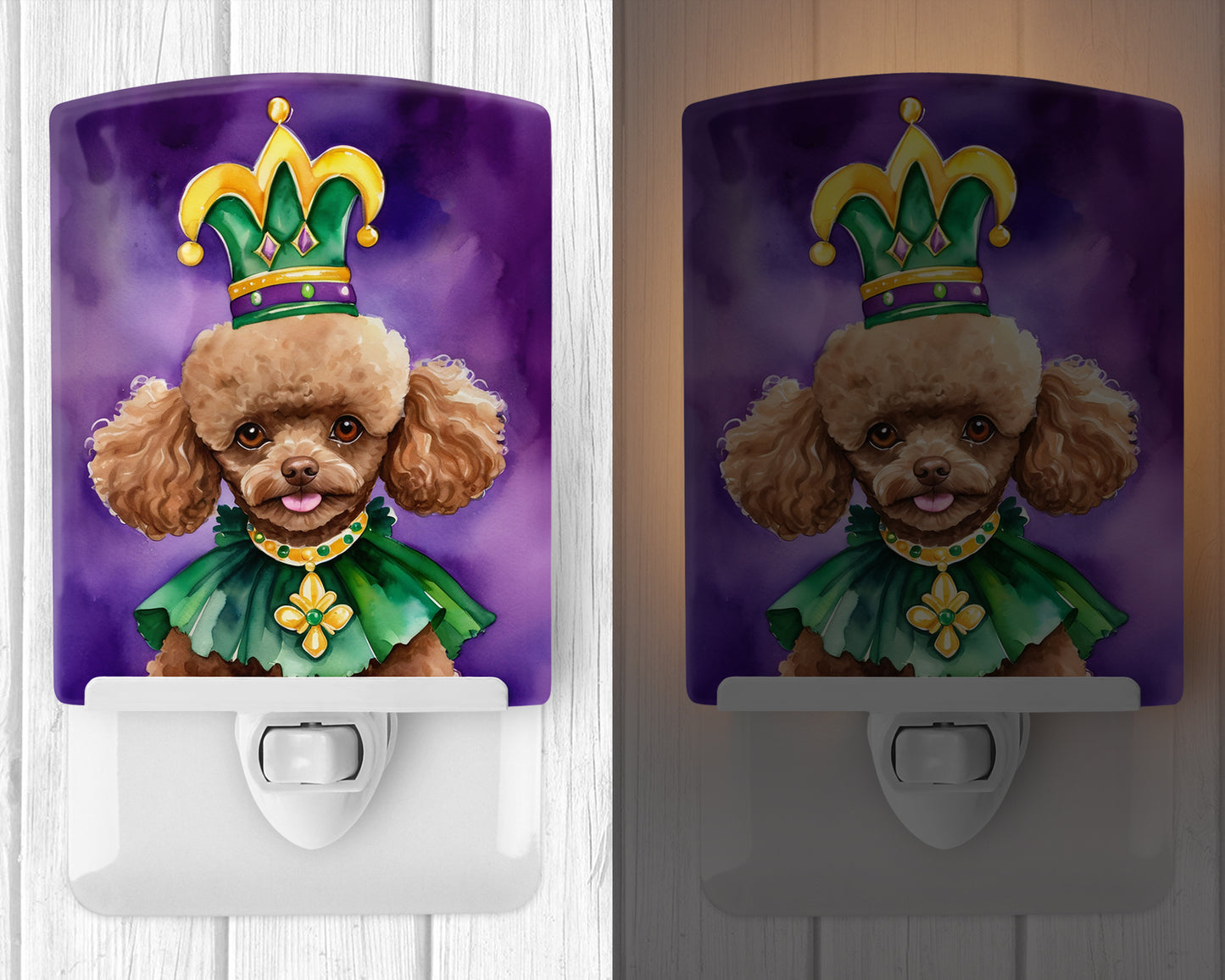 Poodle King of Mardi Gras Ceramic Night Light