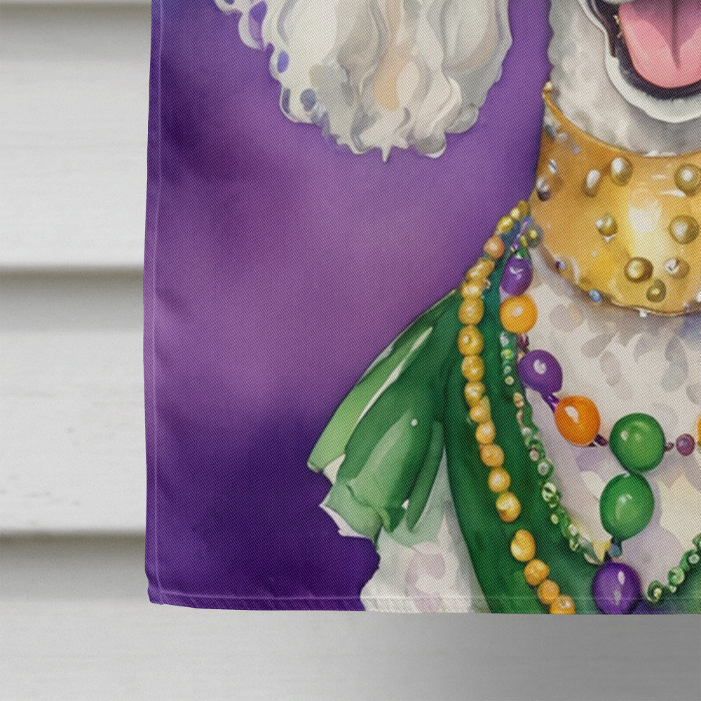 White Poodle King of Mardi Gras House Flag