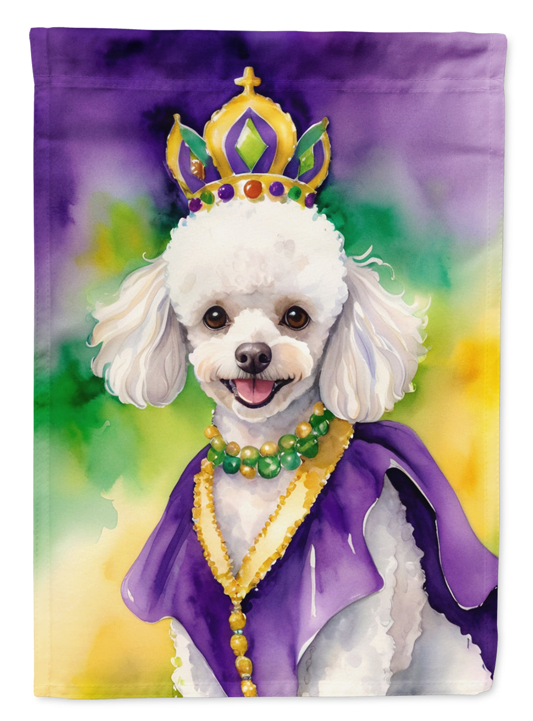 Buy this White Poodle King of Mardi Gras House Flag