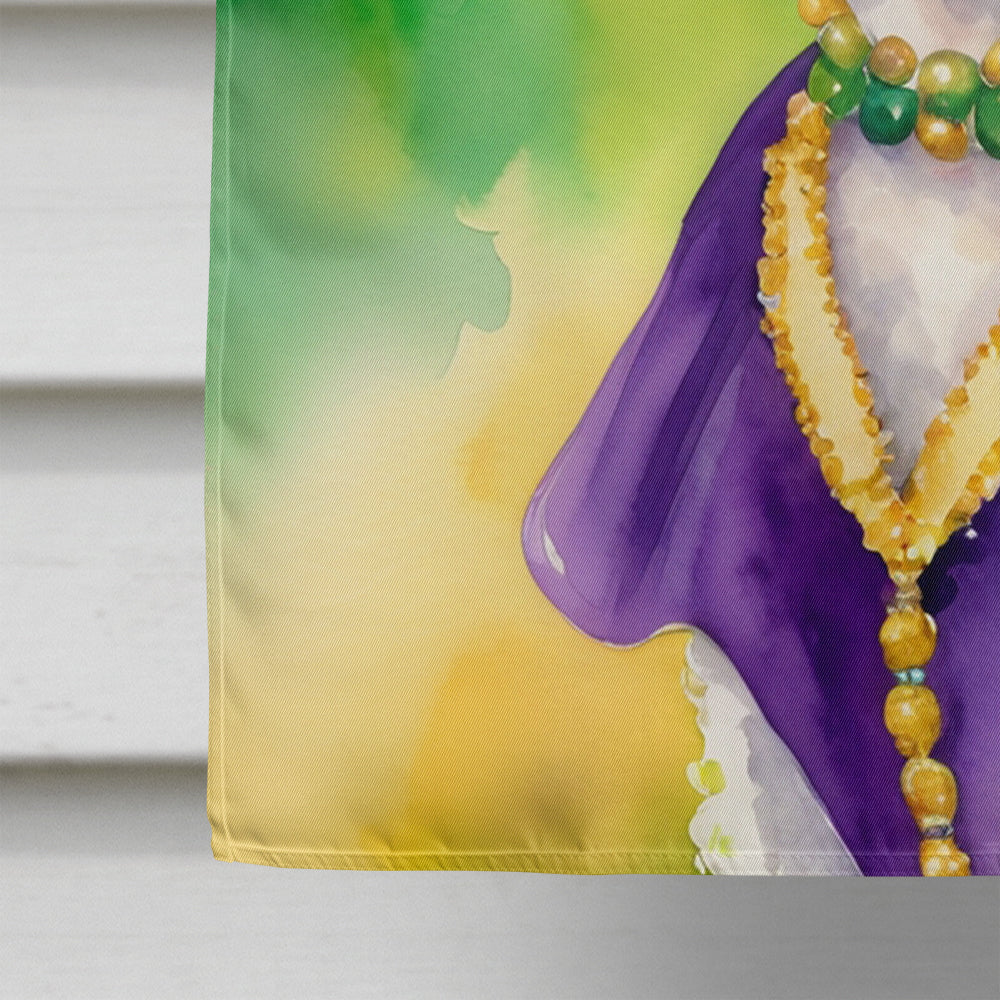 White Poodle King of Mardi Gras House Flag