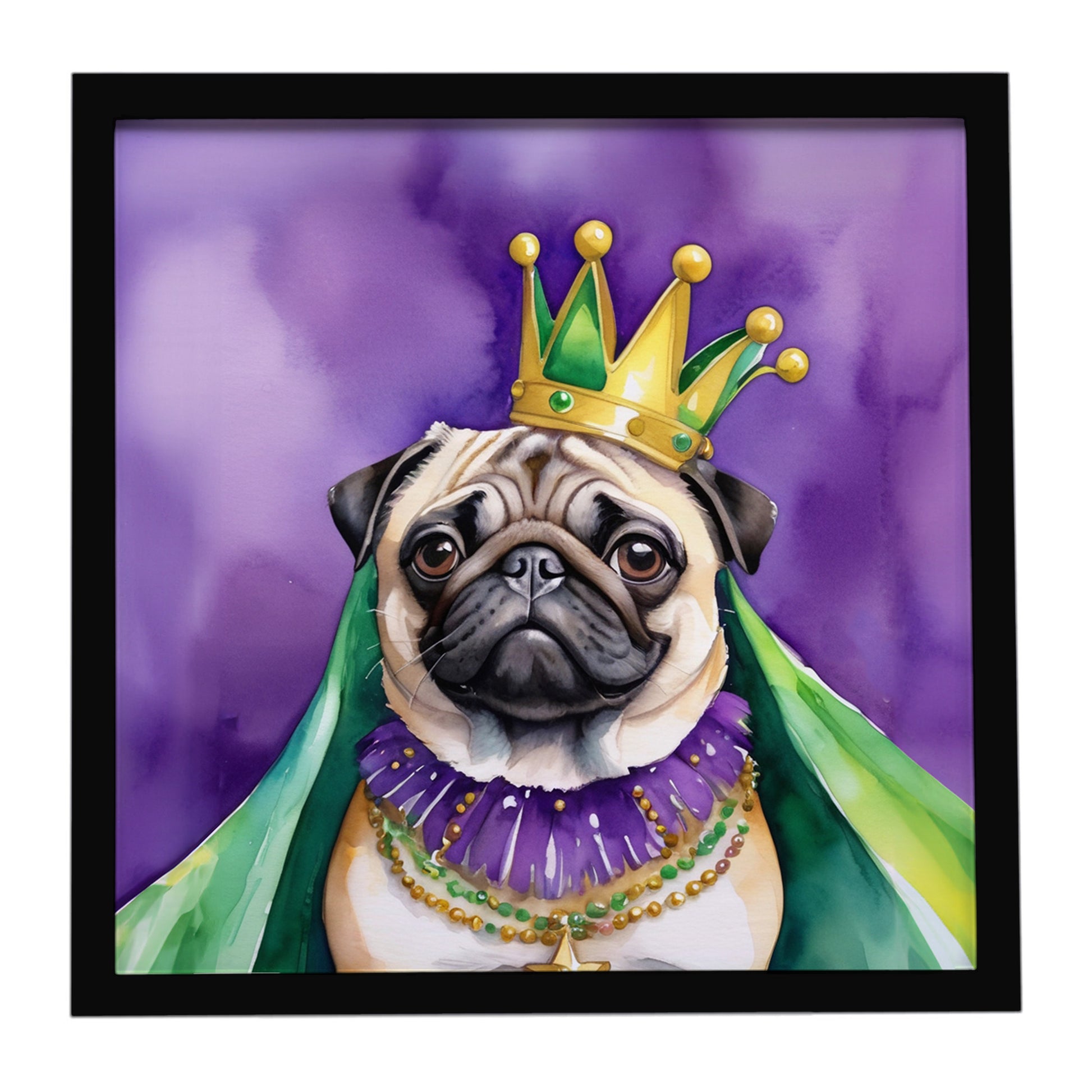 Buy this Pug King of Mardi Gras Framed Metal Print