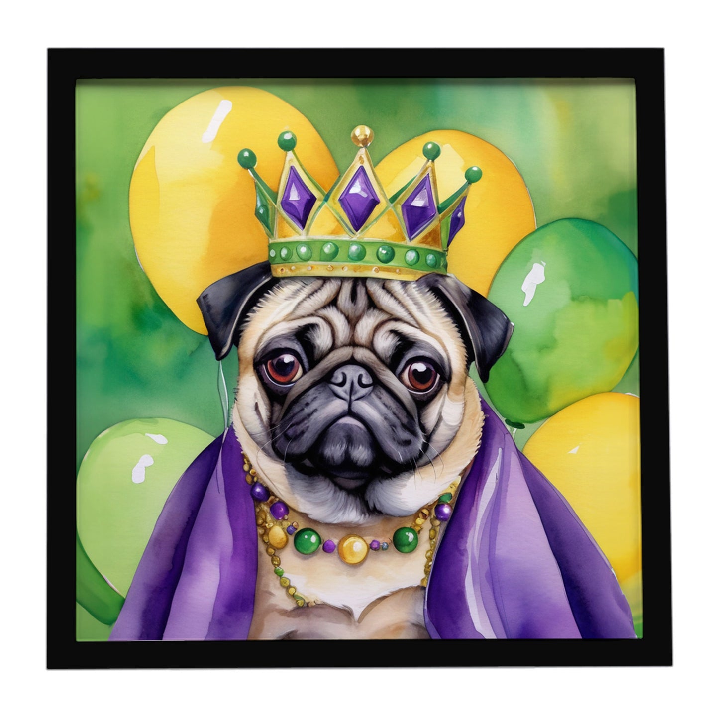 Buy this Pug King of Mardi Gras Framed Metal Print