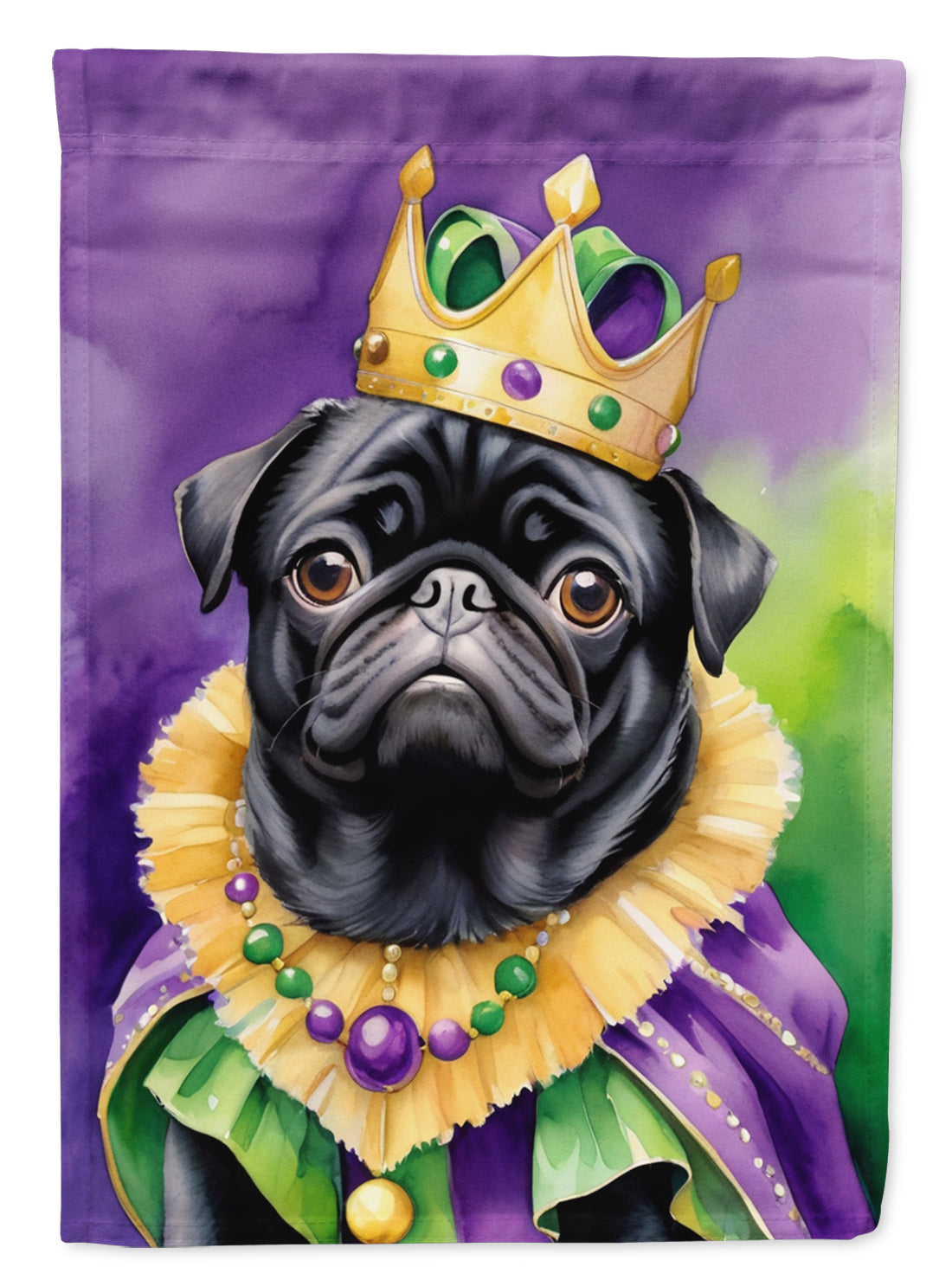 Buy this Black Pug King of Mardi Gras House Flag