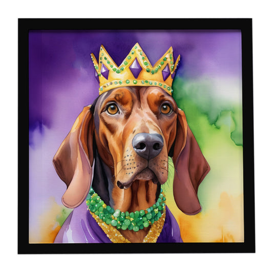 Buy this Redbone Coonhound King of Mardi Gras Framed Metal Print