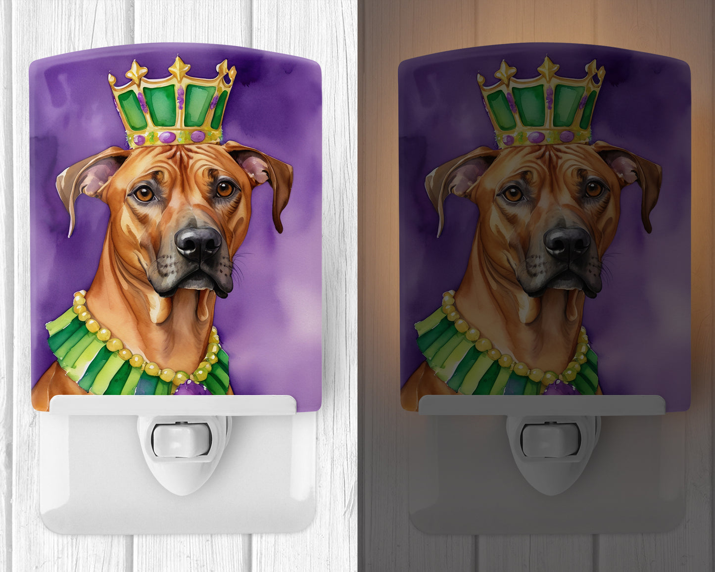 Rhodesian Ridgeback King of Mardi Gras Ceramic Night Light