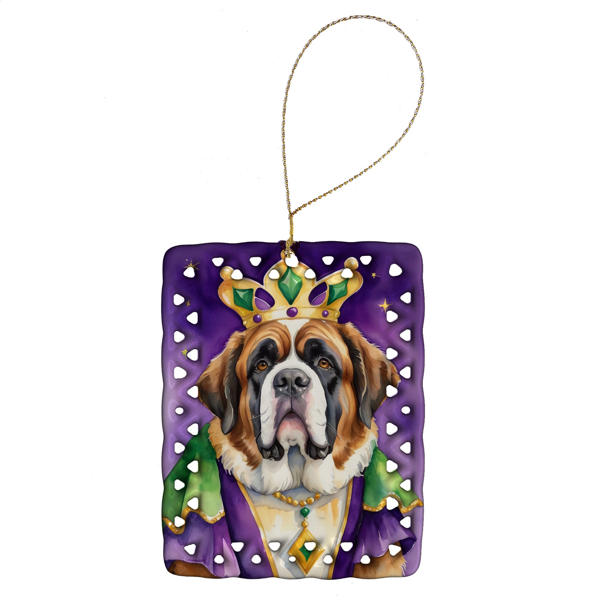 Buy this Saint Bernard King of Mardi Gras Porcelain Ornament