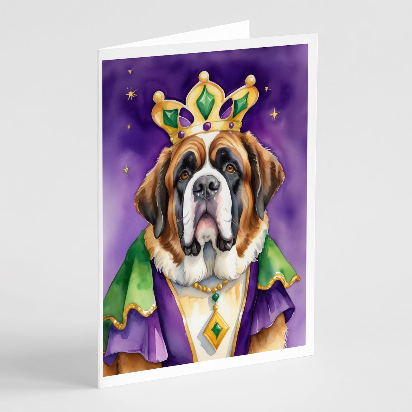 Buy this Saint Bernard King of Mardi Gras Greeting Cards Pack of 8