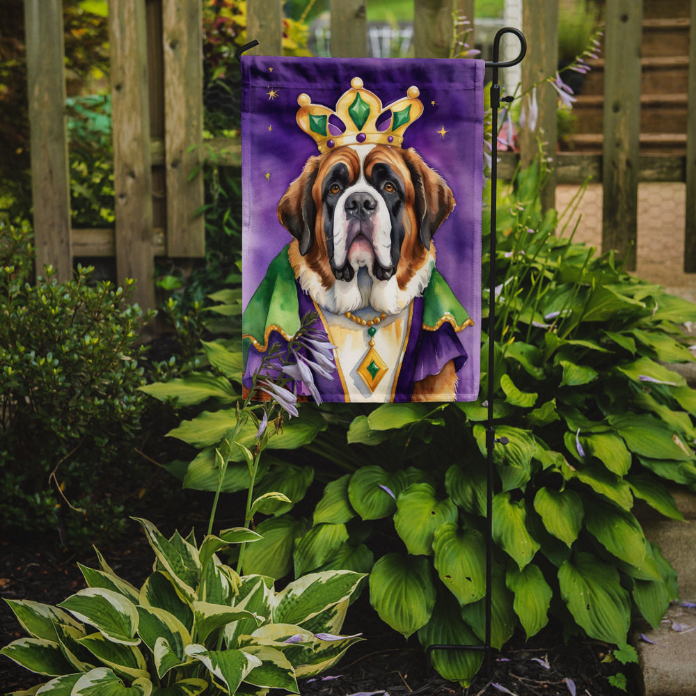 Saint Bernard King of Mardi Gras Garden Flag