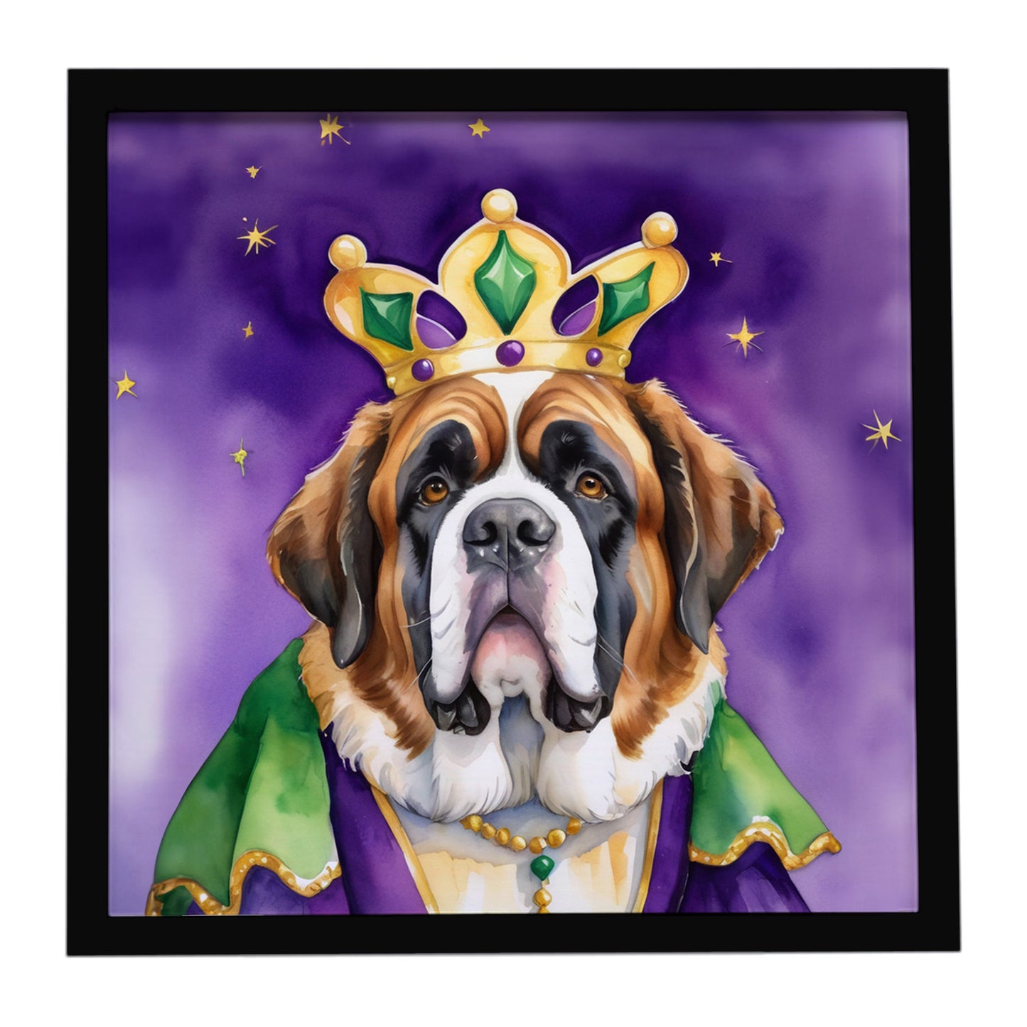 Buy this Saint Bernard King of Mardi Gras Framed Metal Print