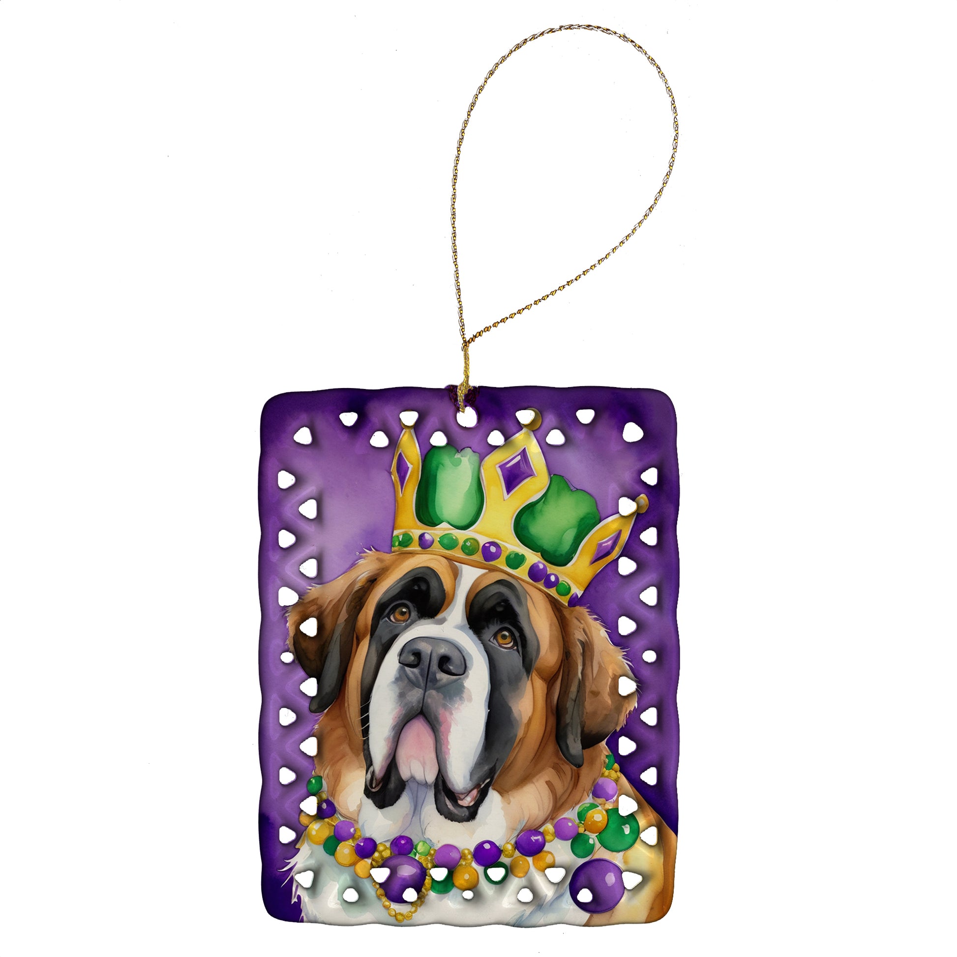 Buy this Saint Bernard King of Mardi Gras Porcelain Ornament