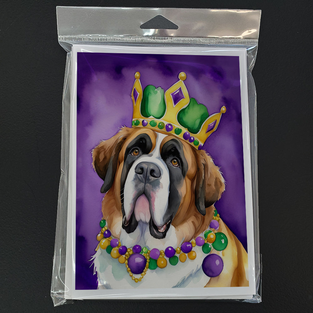 Saint Bernard King of Mardi Gras Greeting Cards Pack of 8