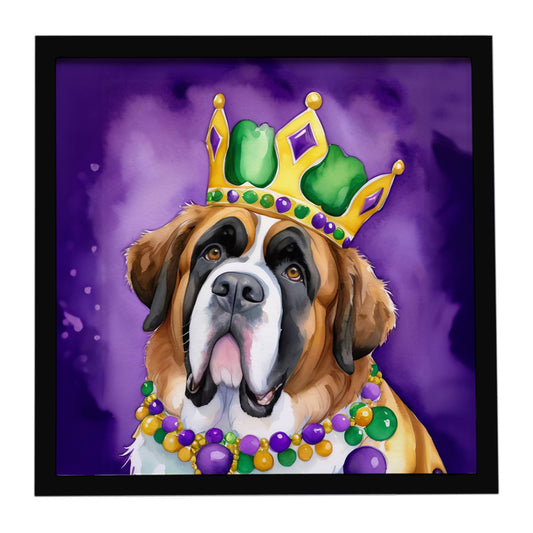 Buy this Saint Bernard King of Mardi Gras Framed Metal Print