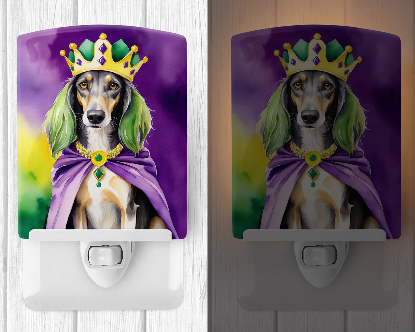 Saluki King of Mardi Gras Ceramic Night Light