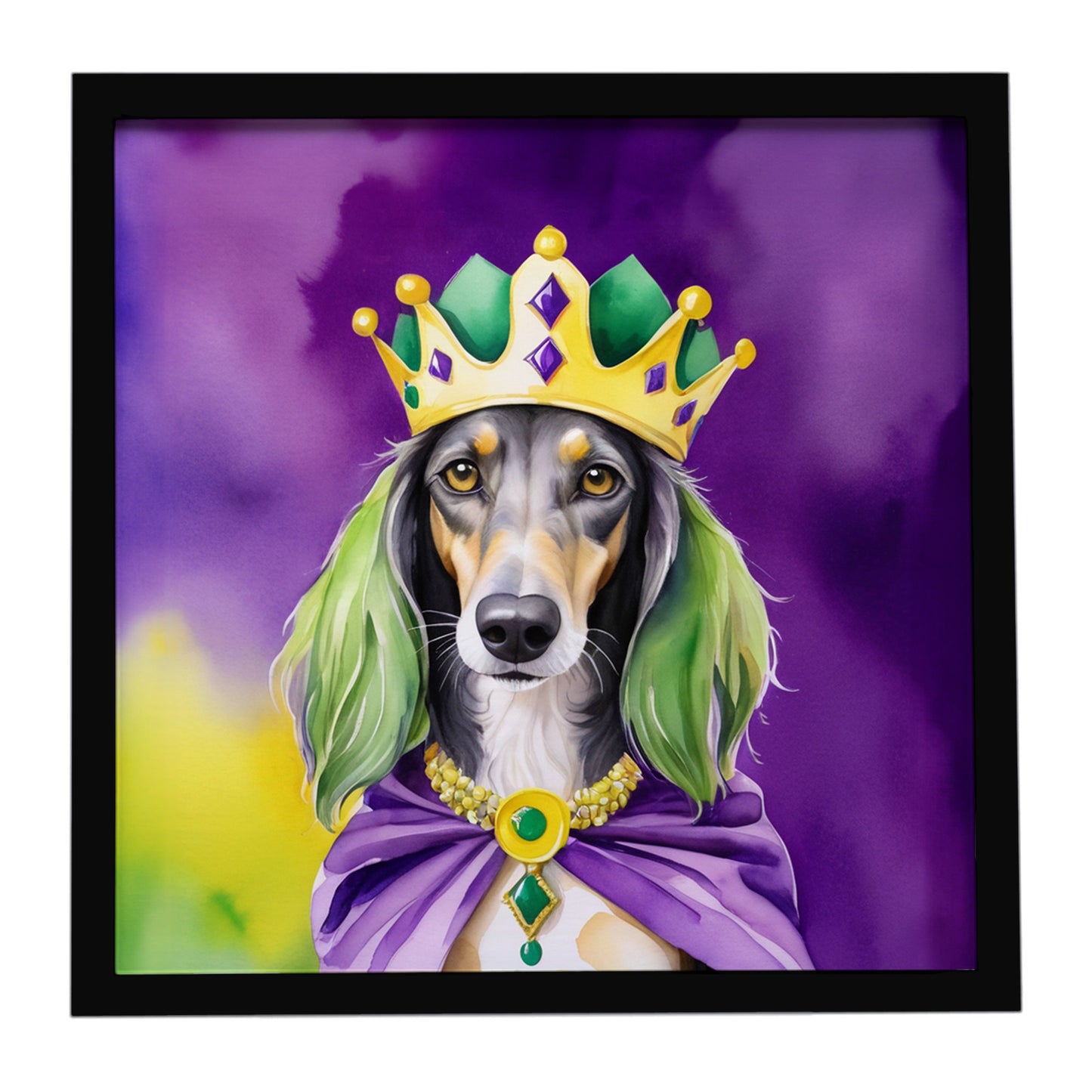 Buy this Saluki King of Mardi Gras Framed Metal Print