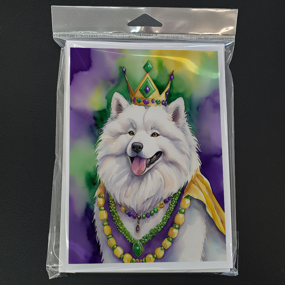 Samoyed King of Mardi Gras Greeting Cards Pack of 8