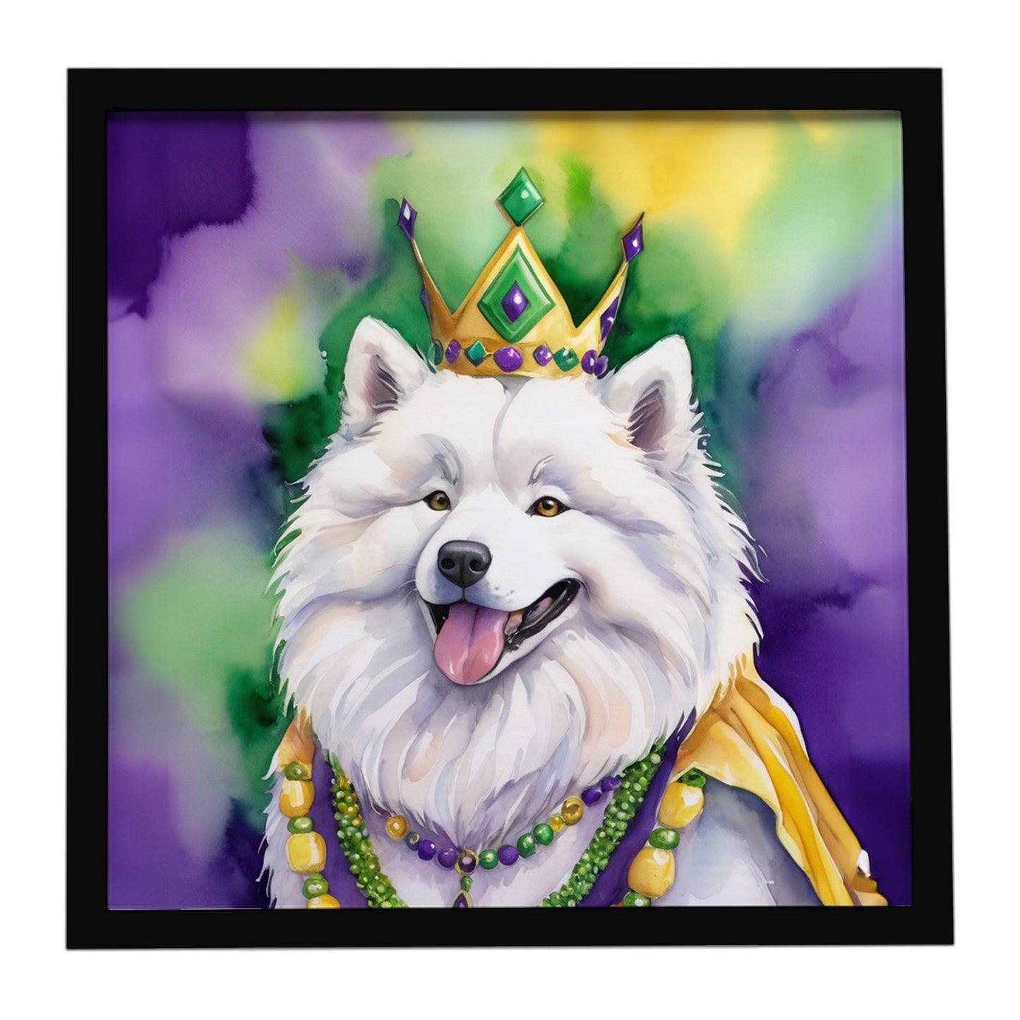 Buy this Samoyed King of Mardi Gras Framed Metal Print