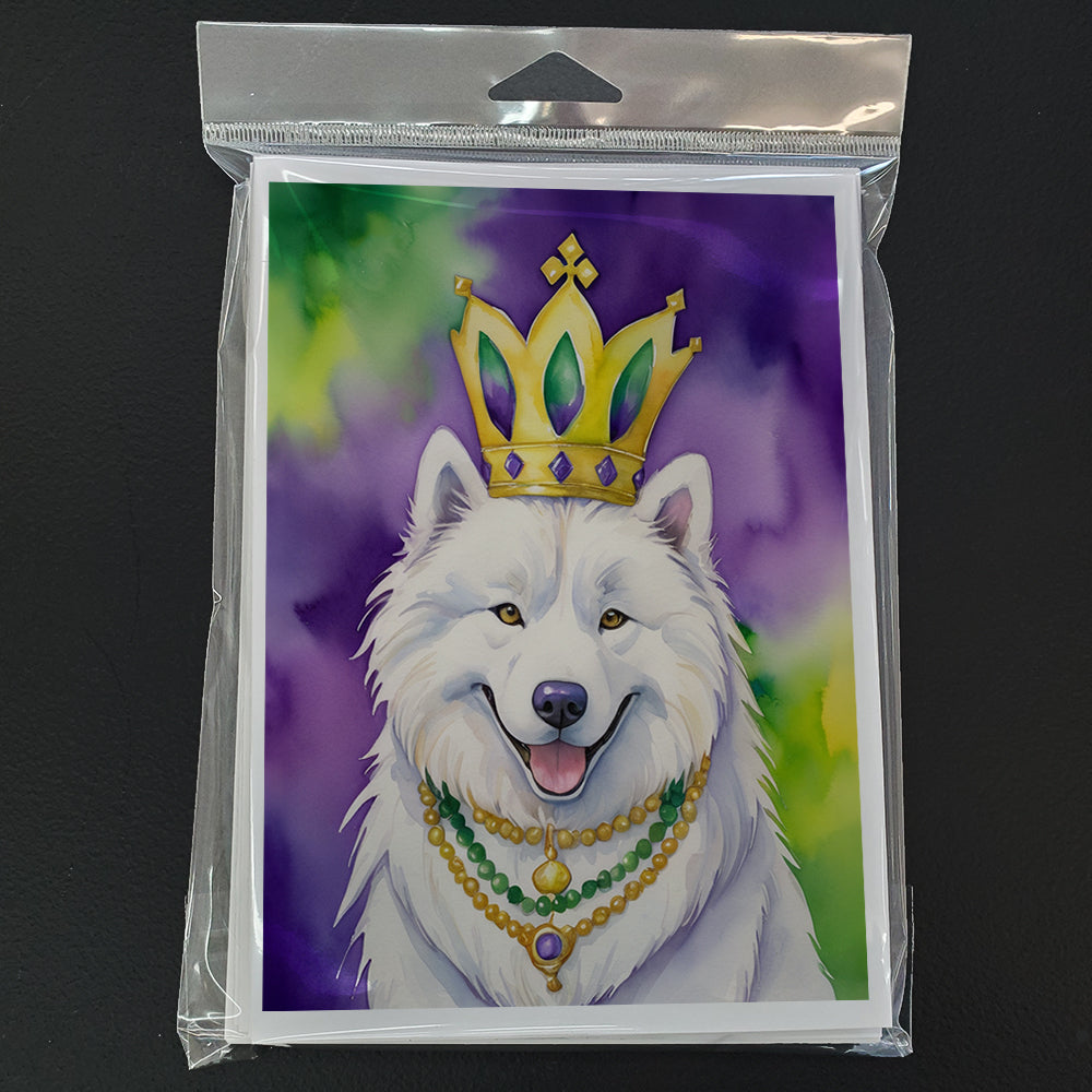 Samoyed King of Mardi Gras Greeting Cards Pack of 8