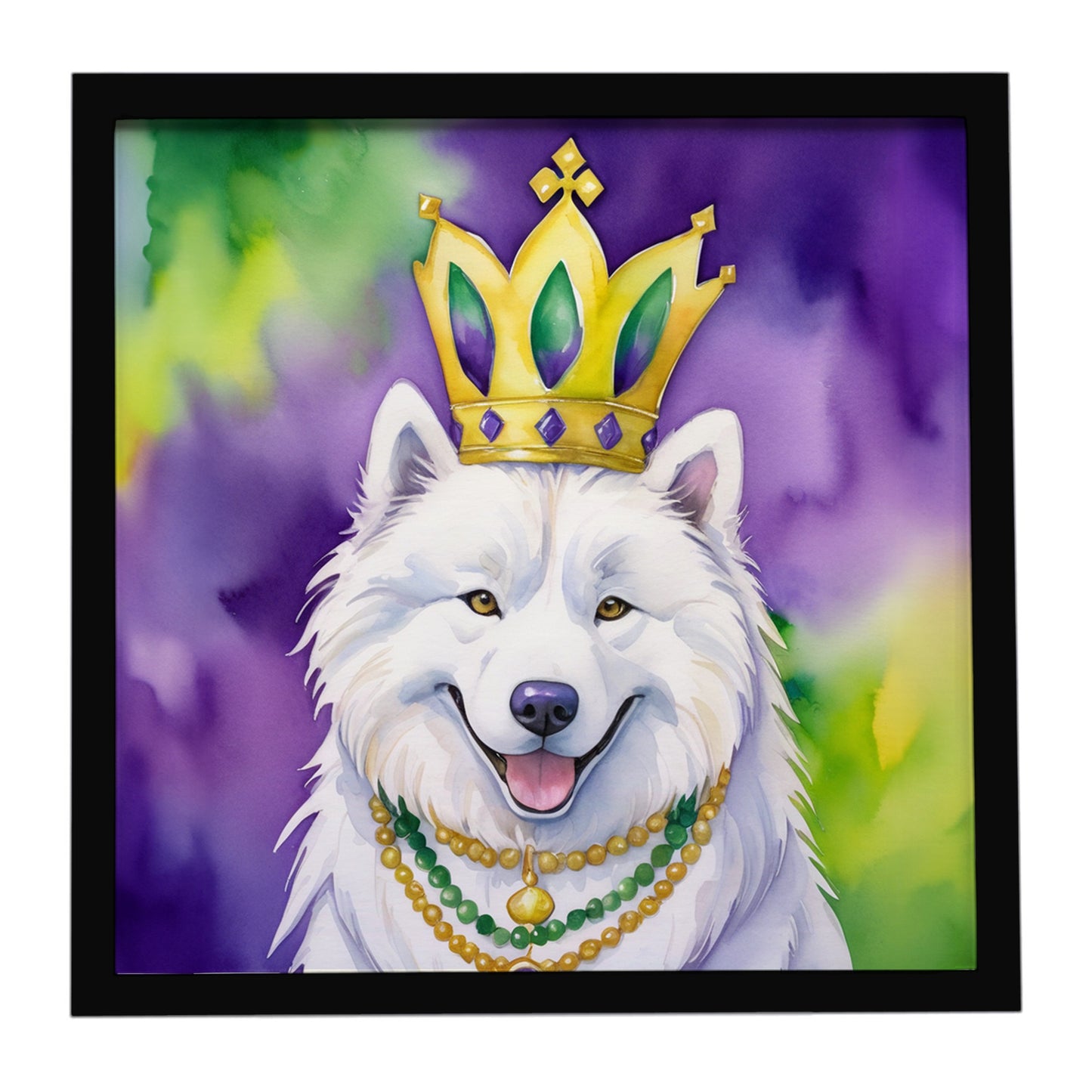 Buy this Samoyed King of Mardi Gras Framed Metal Print