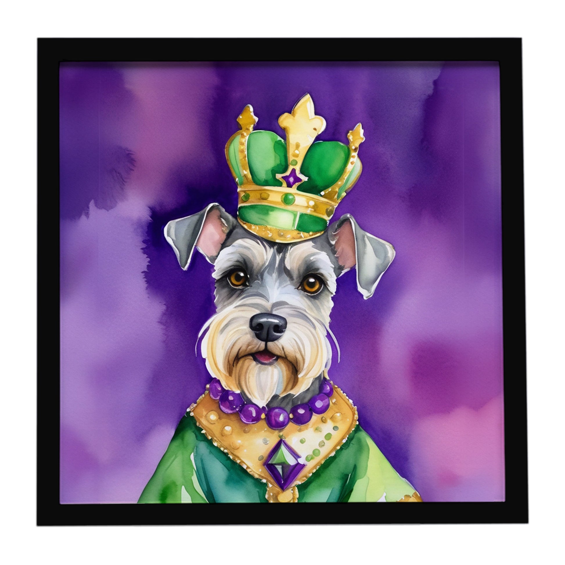 Buy this Schnauzer King of Mardi Gras Framed Metal Print