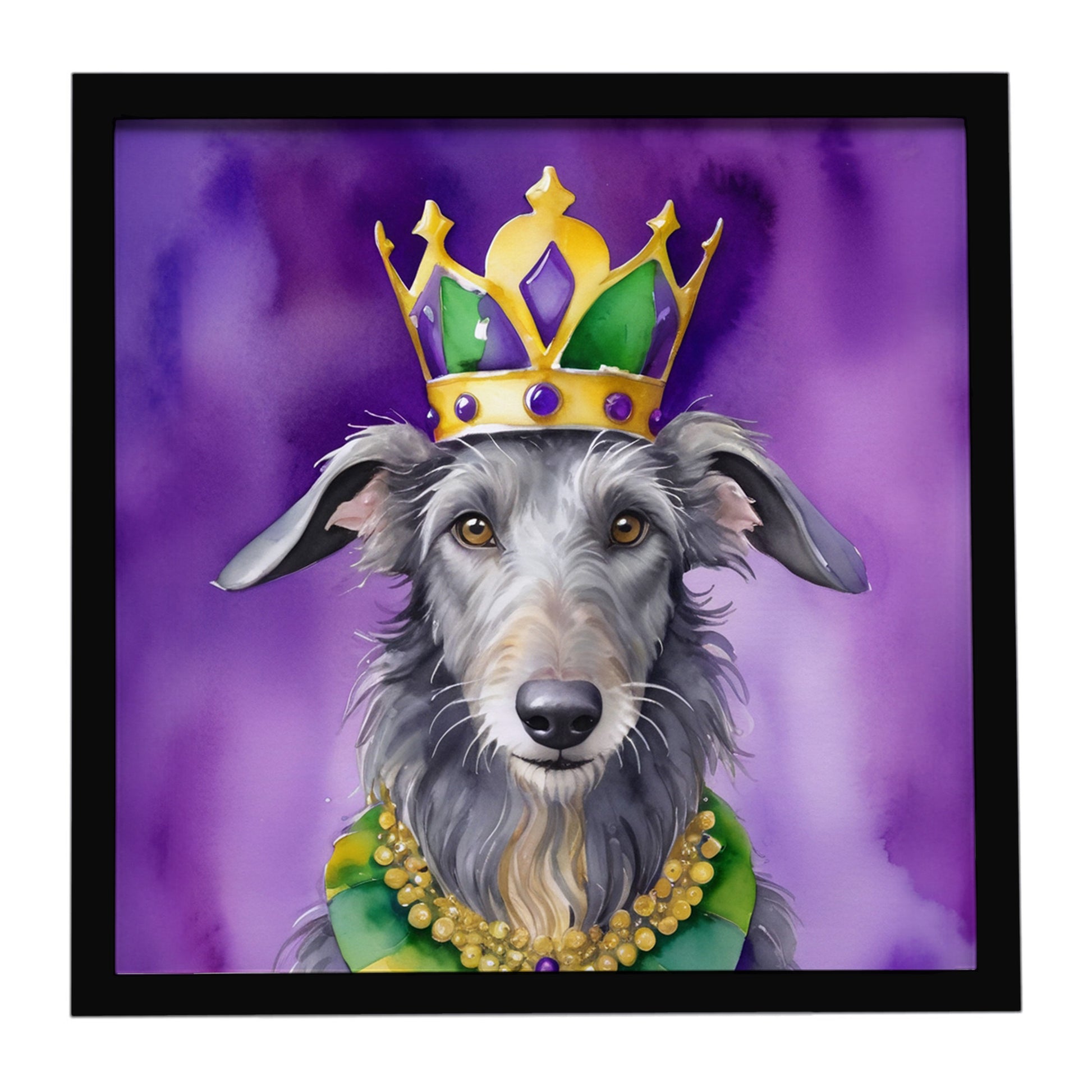 Buy this Scottish Deerhound King of Mardi Gras Framed Metal Print