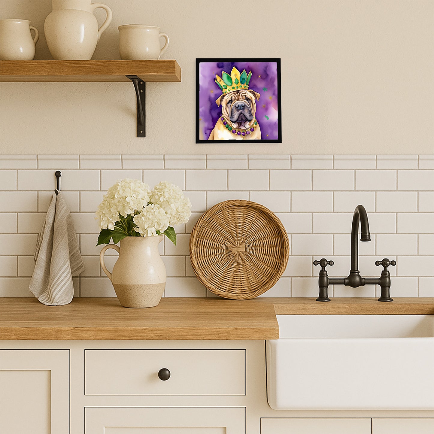 Shar Pei King of Mardi Gras Framed Metal Print