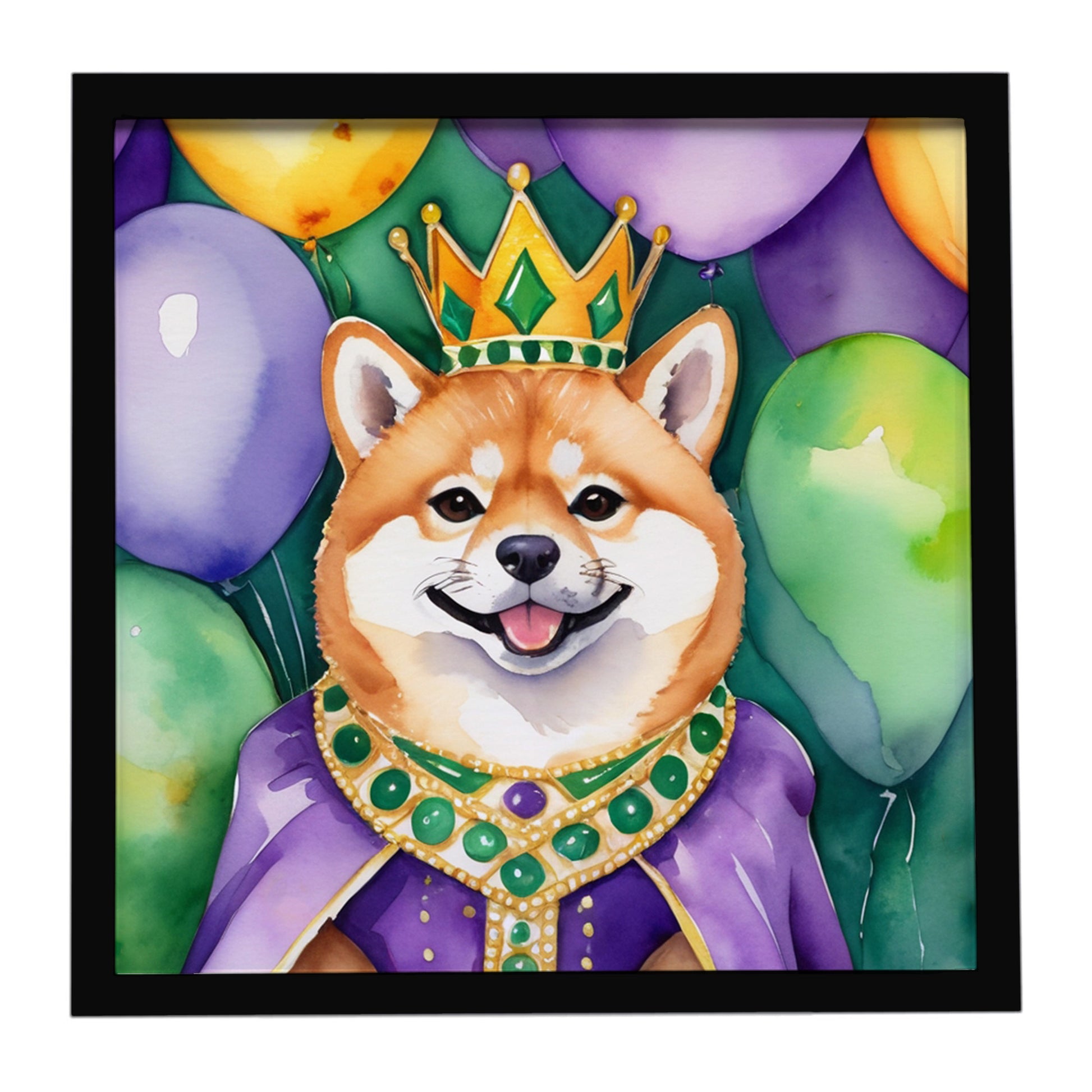 Buy this Shiba Inu King of Mardi Gras Framed Metal Print
