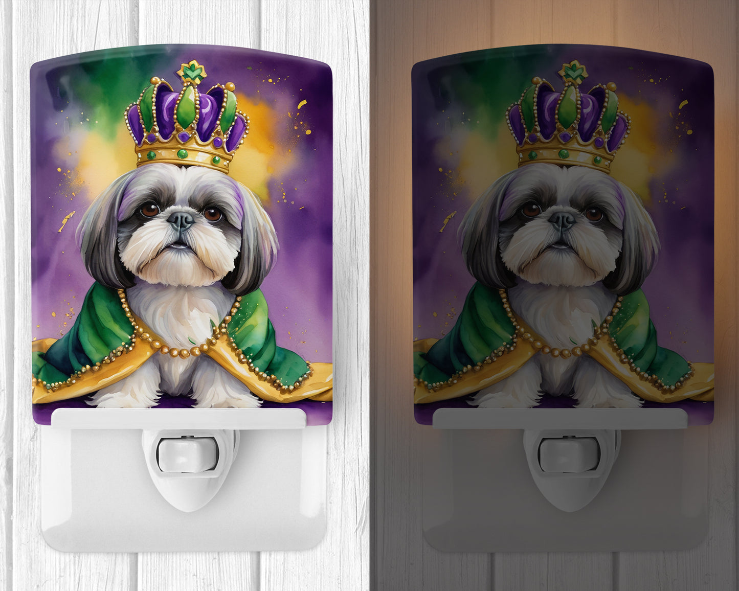 Shih Tzu King of Mardi Gras Ceramic Night Light