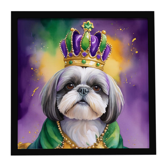 Buy this Shih Tzu King of Mardi Gras Framed Metal Print