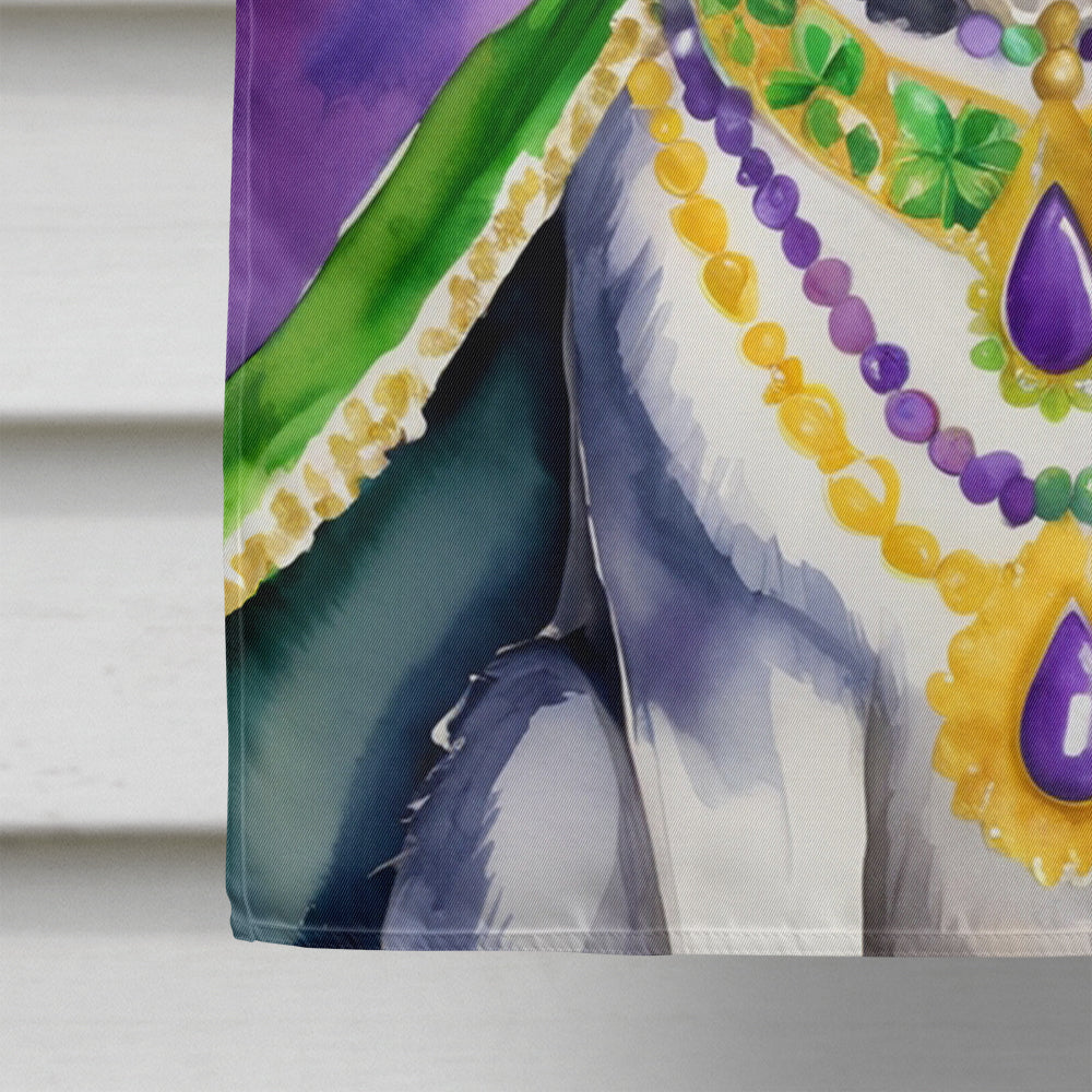 Siberian Husky King of Mardi Gras House Flag