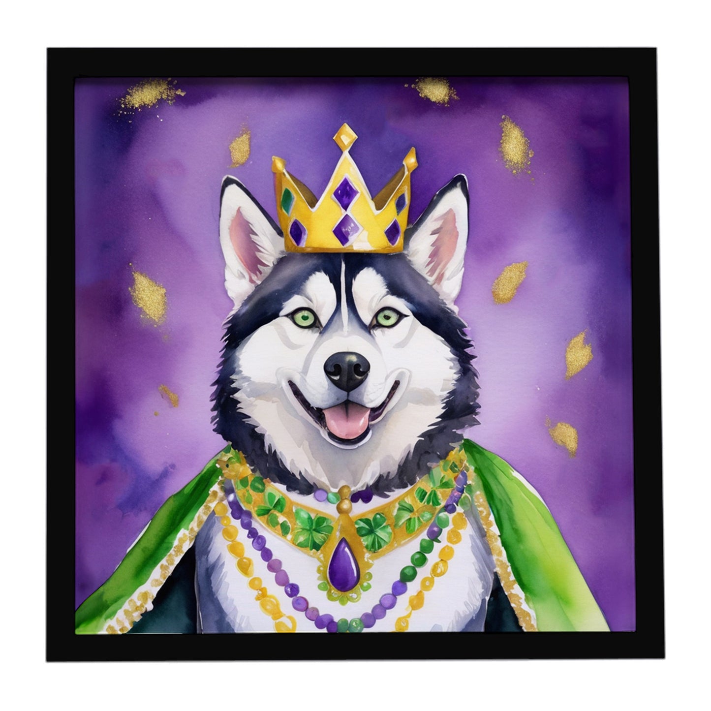 Buy this Siberian Husky King of Mardi Gras Framed Metal Print