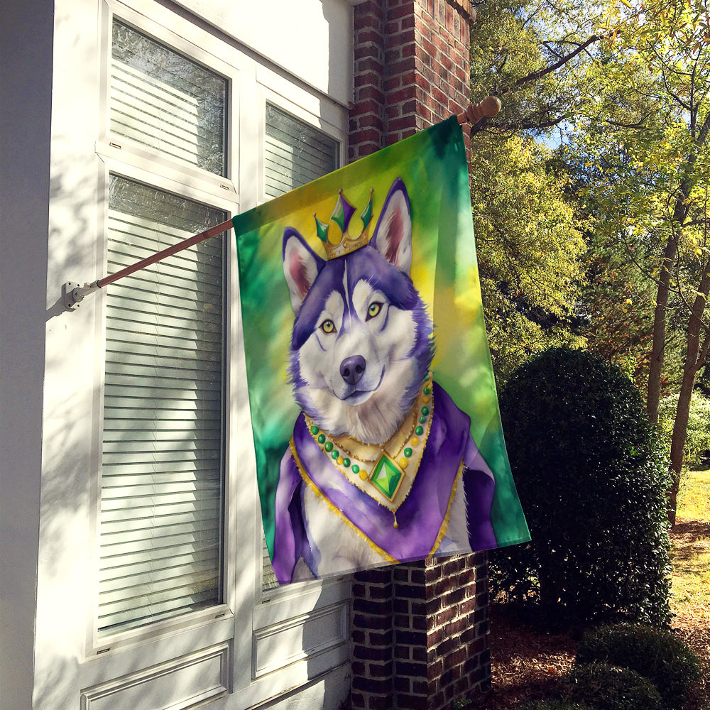 Siberian Husky King of Mardi Gras House Flag