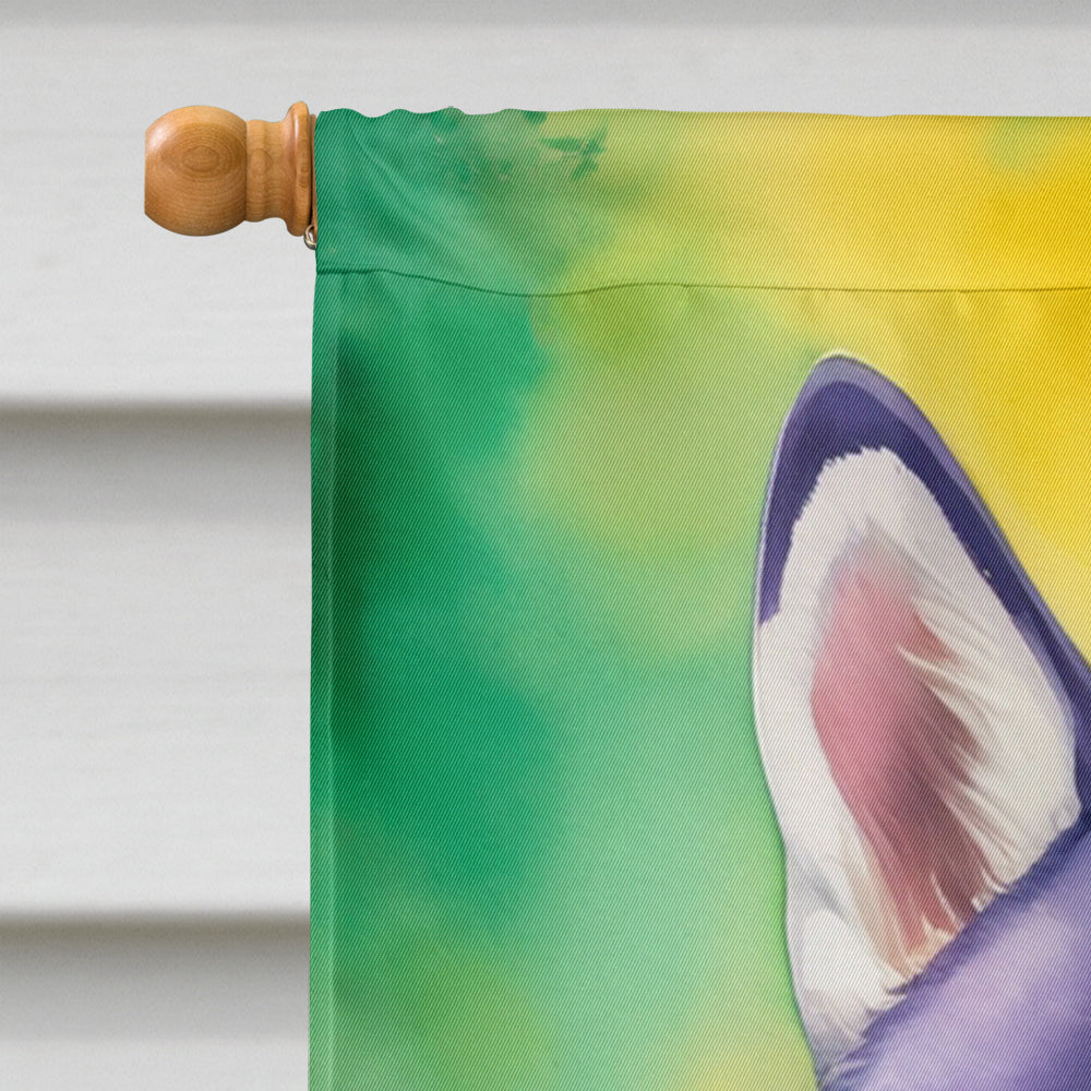 Siberian Husky King of Mardi Gras House Flag