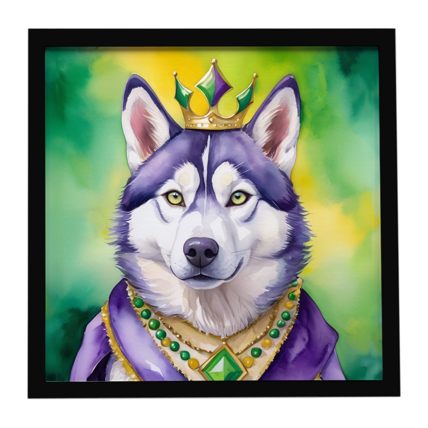 Buy this Siberian Husky King of Mardi Gras Framed Metal Print