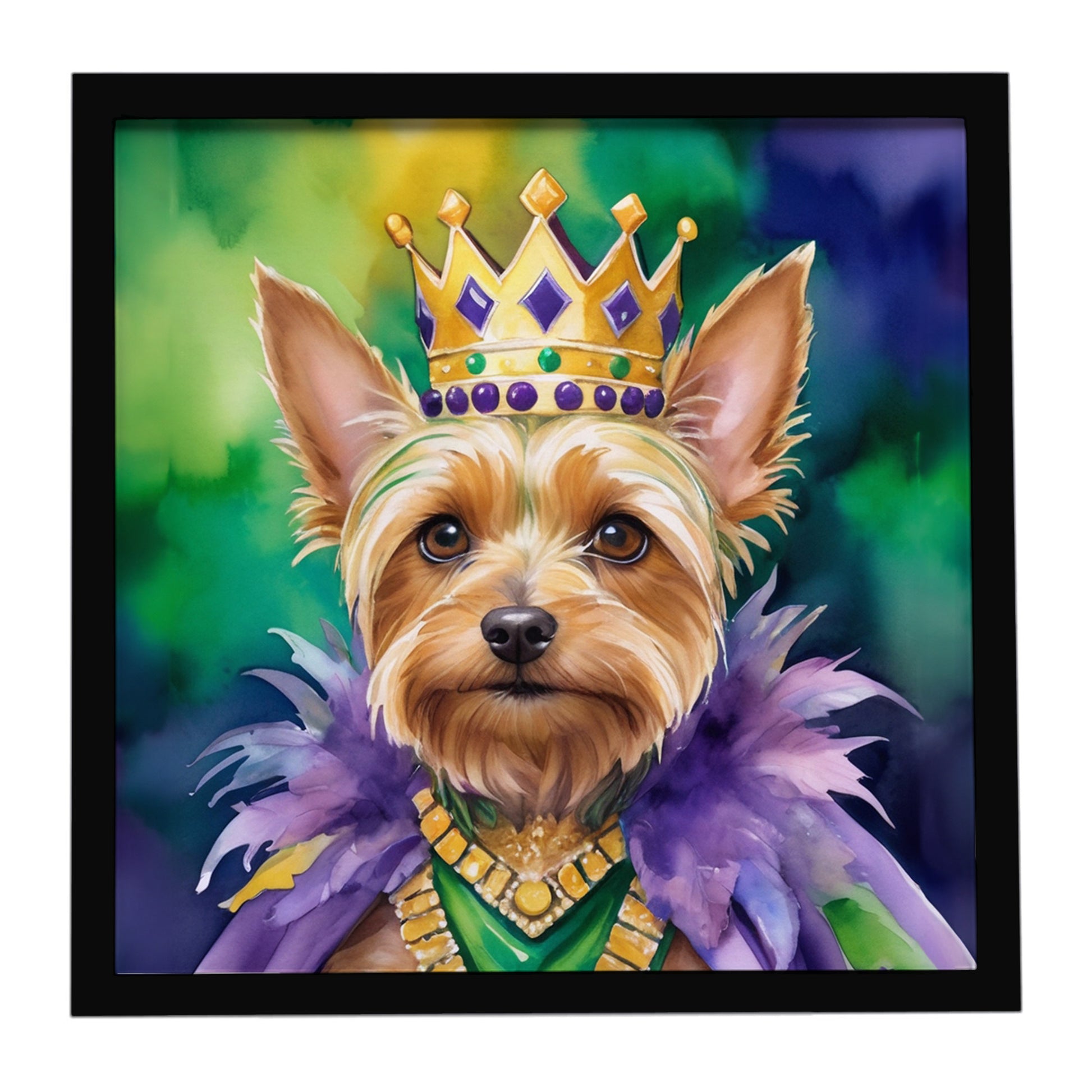 Buy this Silky Terrier King of Mardi Gras Framed Metal Print