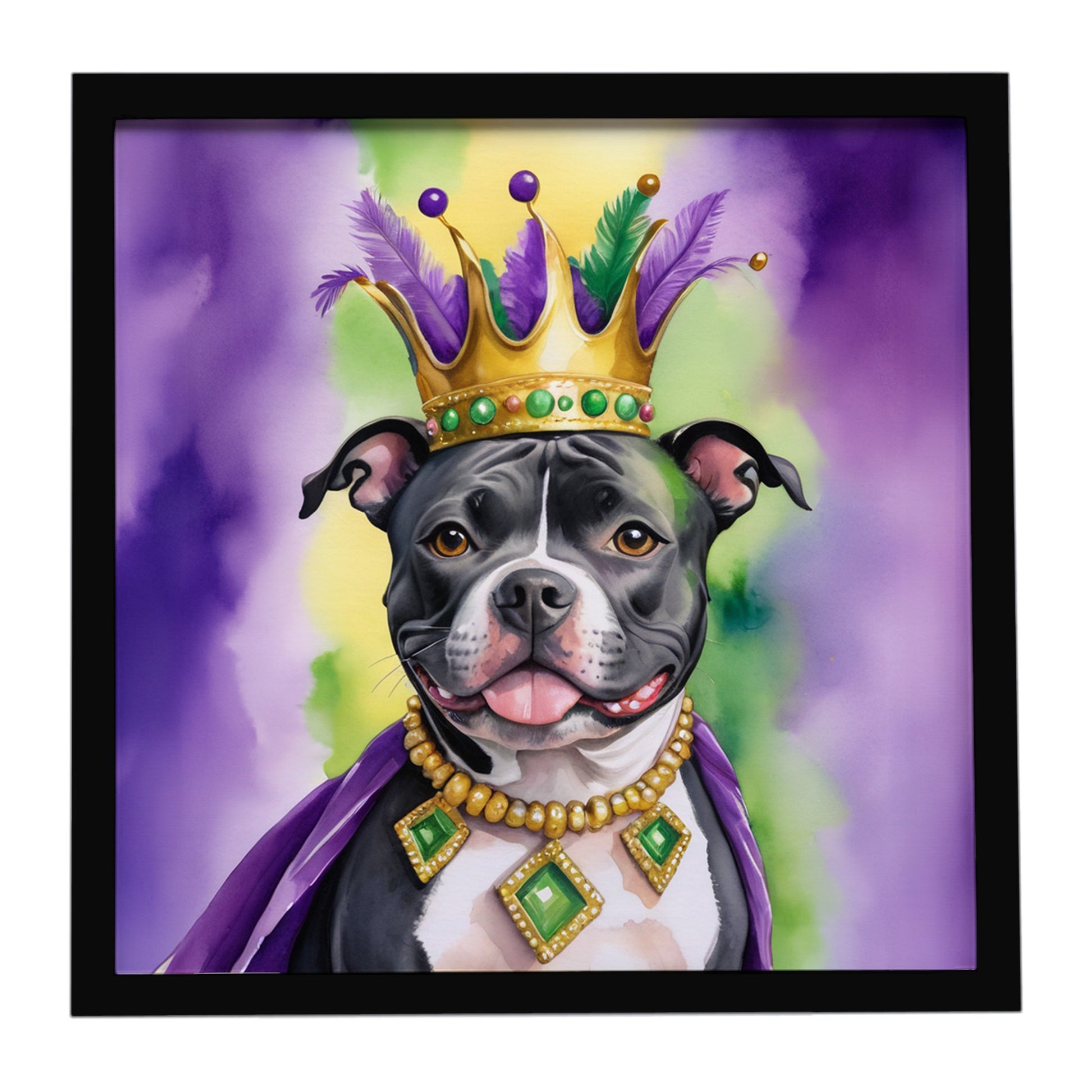 Buy this Staffordshire Bull Terrier King of Mardi Gras Framed Metal Print
