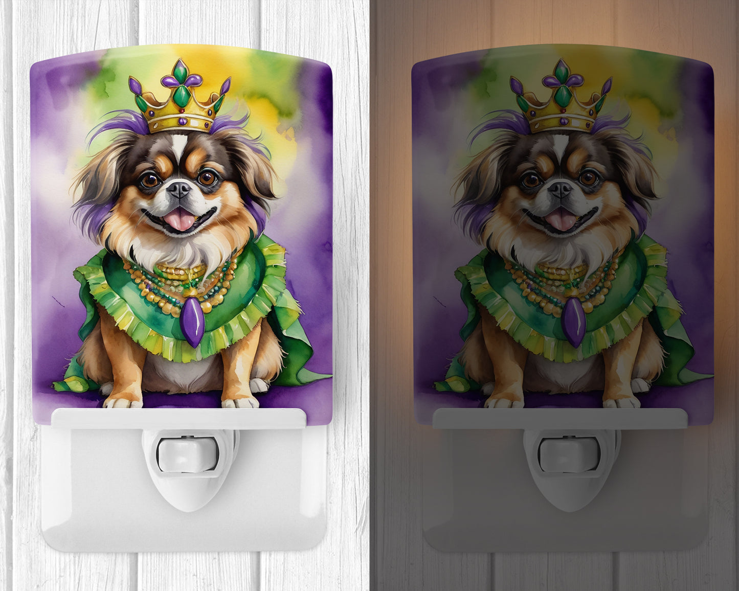 Tibetan Spaniel King of Mardi Gras Ceramic Night Light