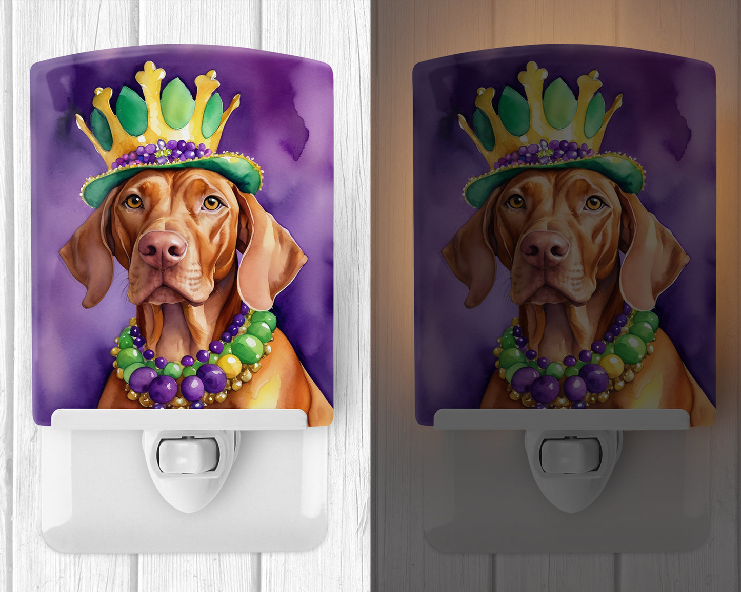 Vizsla King of Mardi Gras Ceramic Night Light