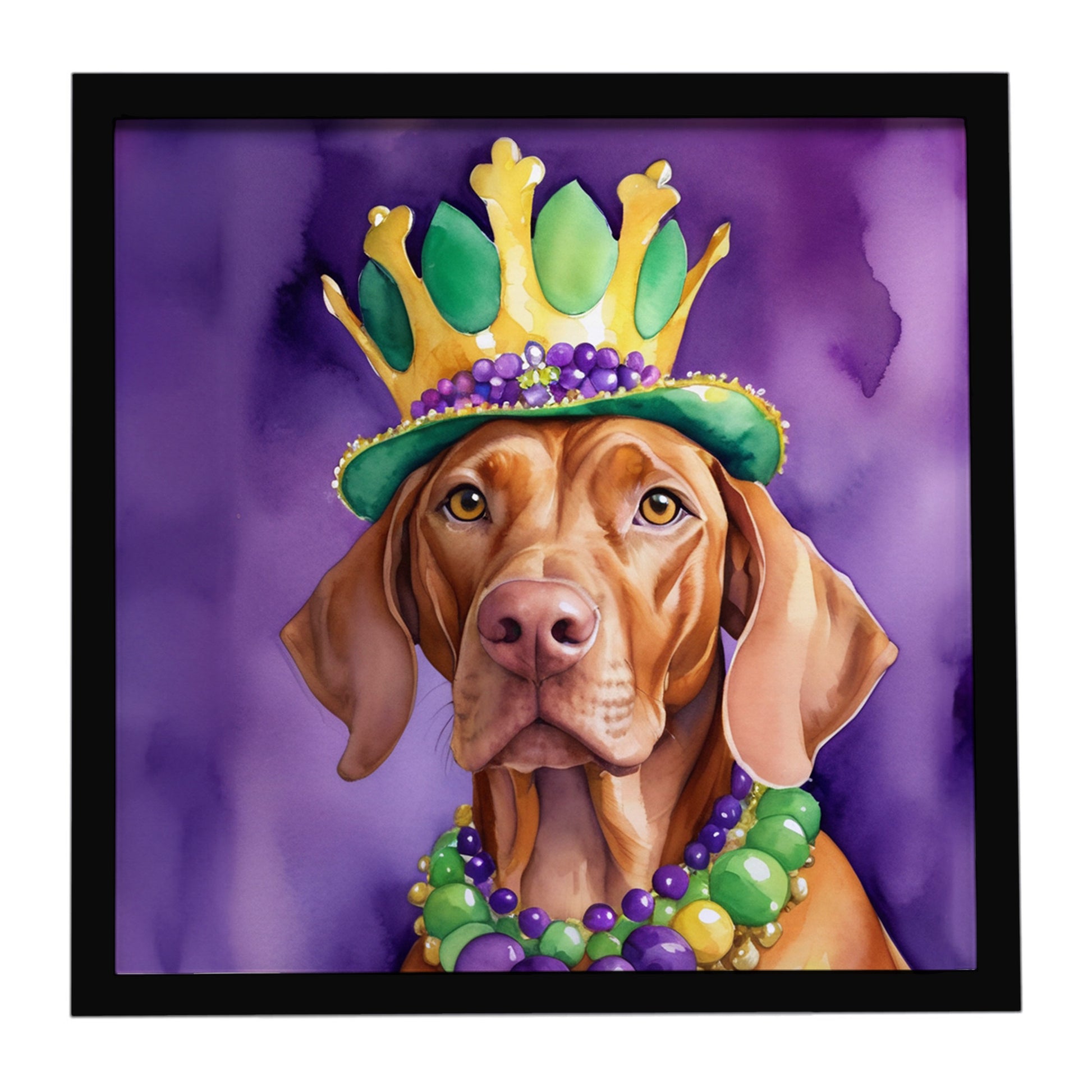 Buy this Vizsla King of Mardi Gras Framed Metal Print