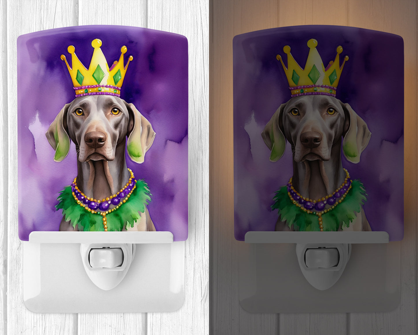 Weimaraner King of Mardi Gras Ceramic Night Light