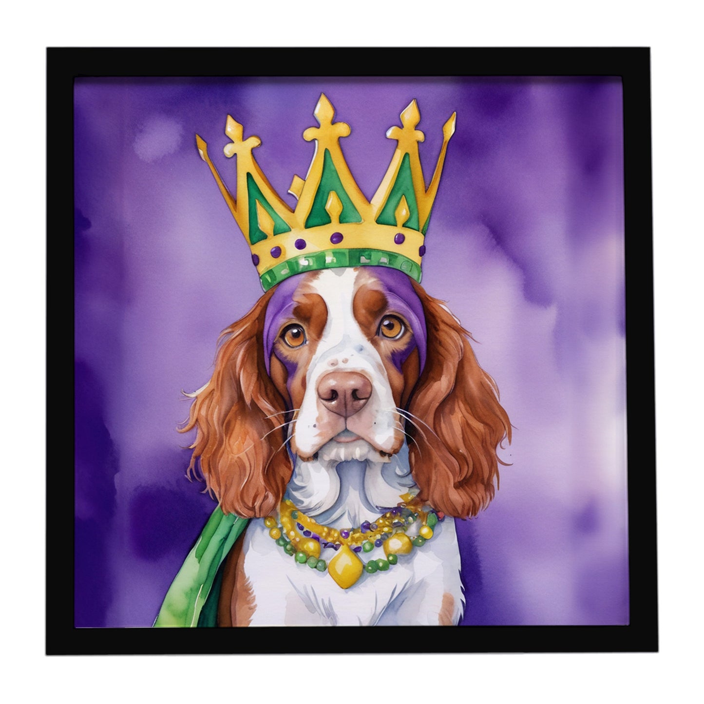 Buy this Welsh Springer Spaniel King of Mardi Gras Framed Metal Print