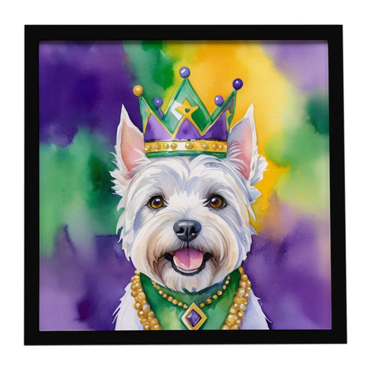 Buy this Westie King of Mardi Gras Framed Metal Print