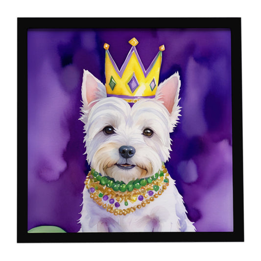 Buy this Westie King of Mardi Gras Framed Metal Print
