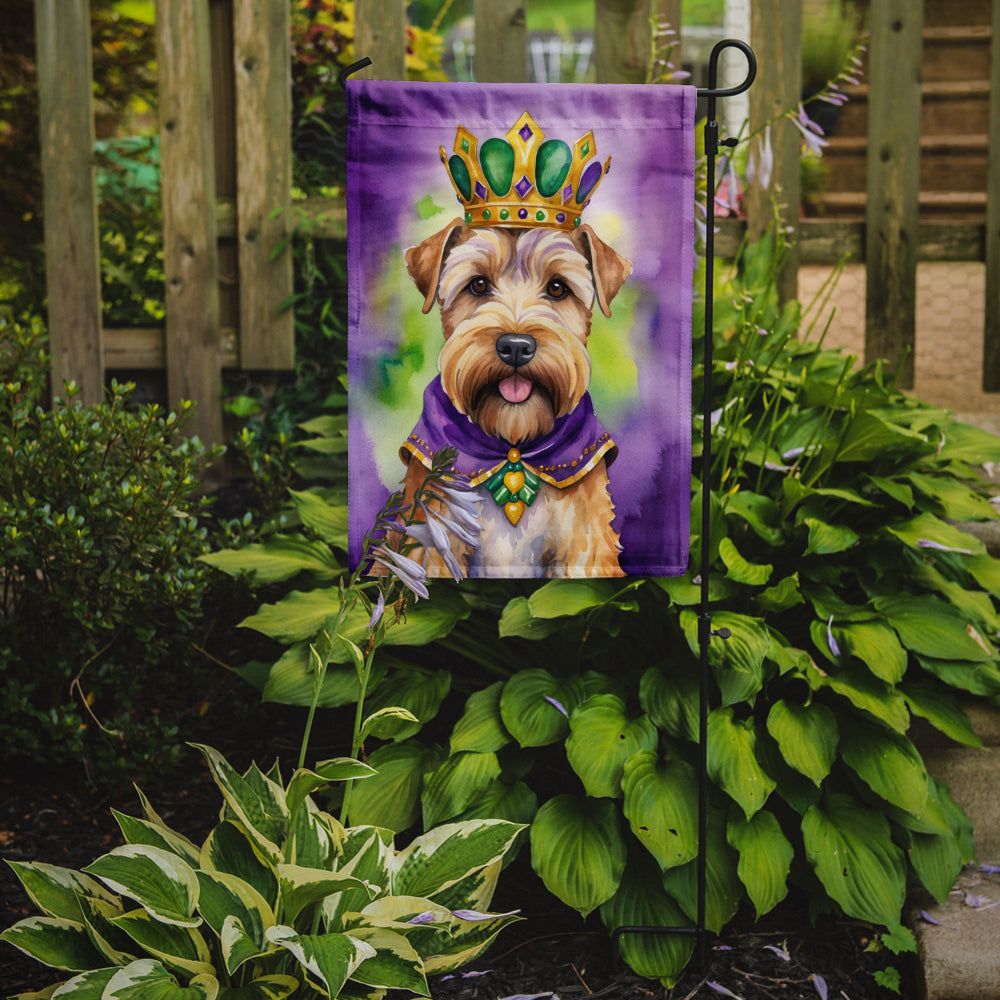 Wheaten Terrier King of Mardi Gras Garden Flag