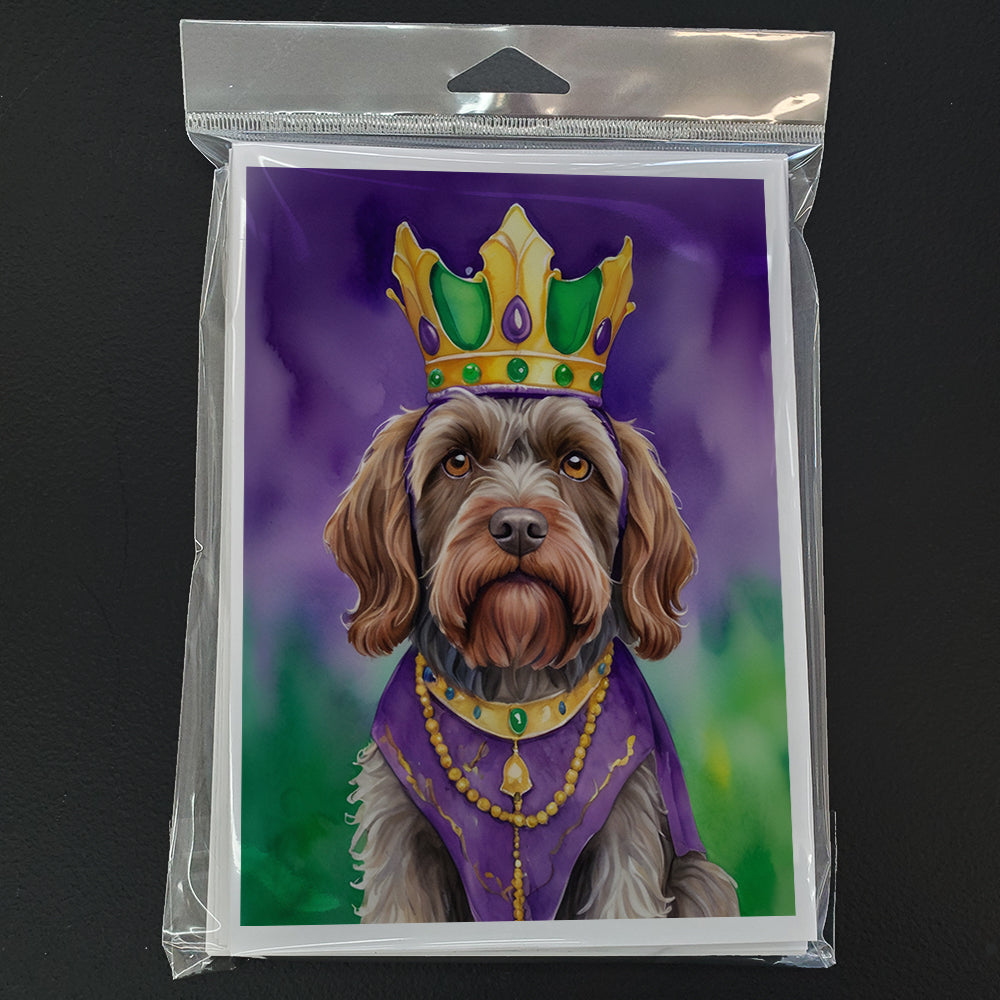 Wirehaired Pointing Griffon King of Mardi Gras Greeting Cards Pack of 8