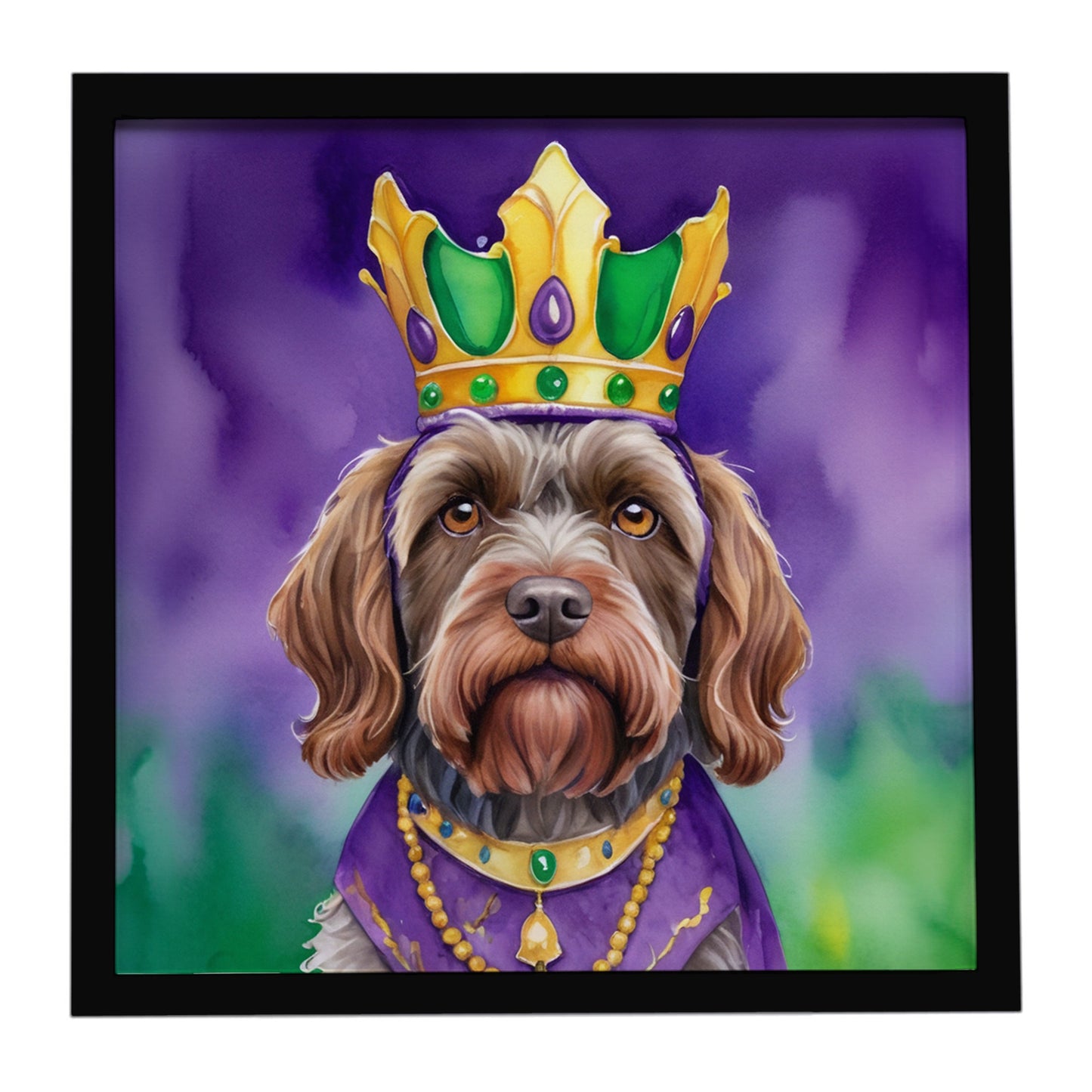 Buy this Wirehaired Pointing Griffon King of Mardi Gras Framed Metal Print