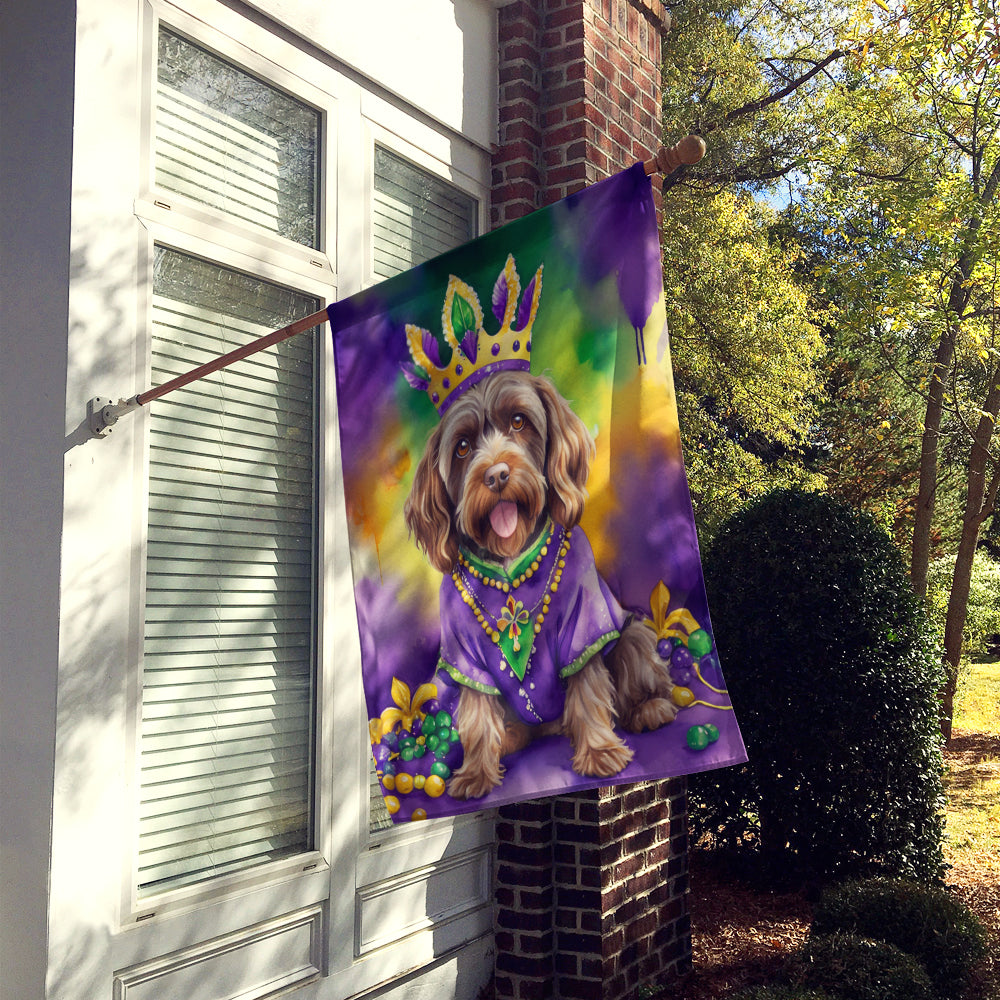 Wirehaired Pointing Griffon King of Mardi Gras House Flag