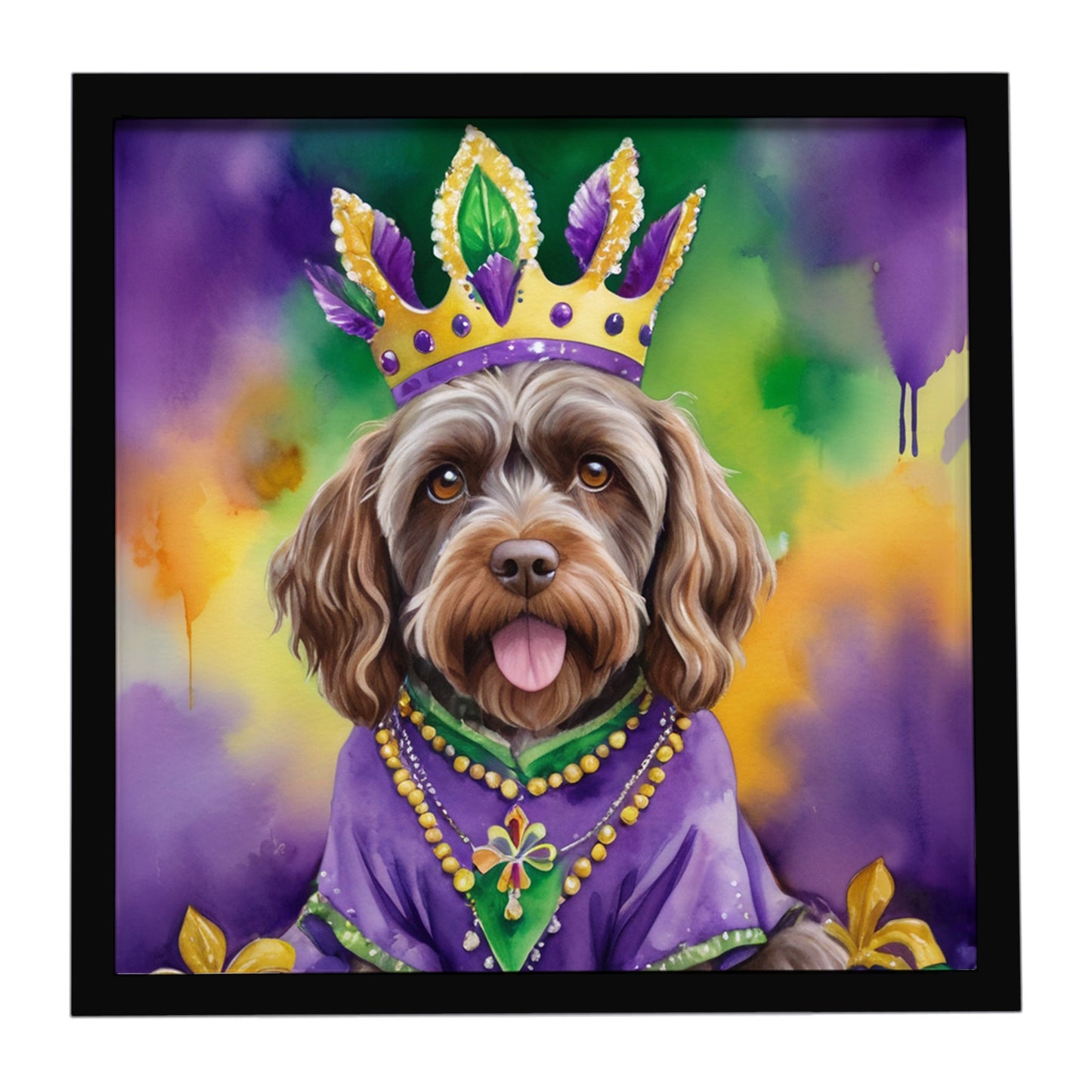 Buy this Wirehaired Pointing Griffon King of Mardi Gras Framed Metal Print