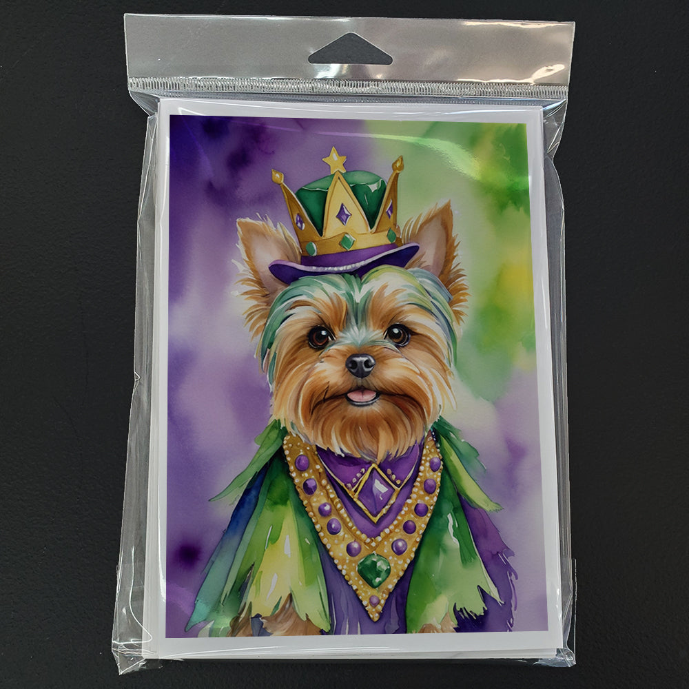 Yorkshire Terrier King of Mardi Gras Greeting Cards Pack of 8