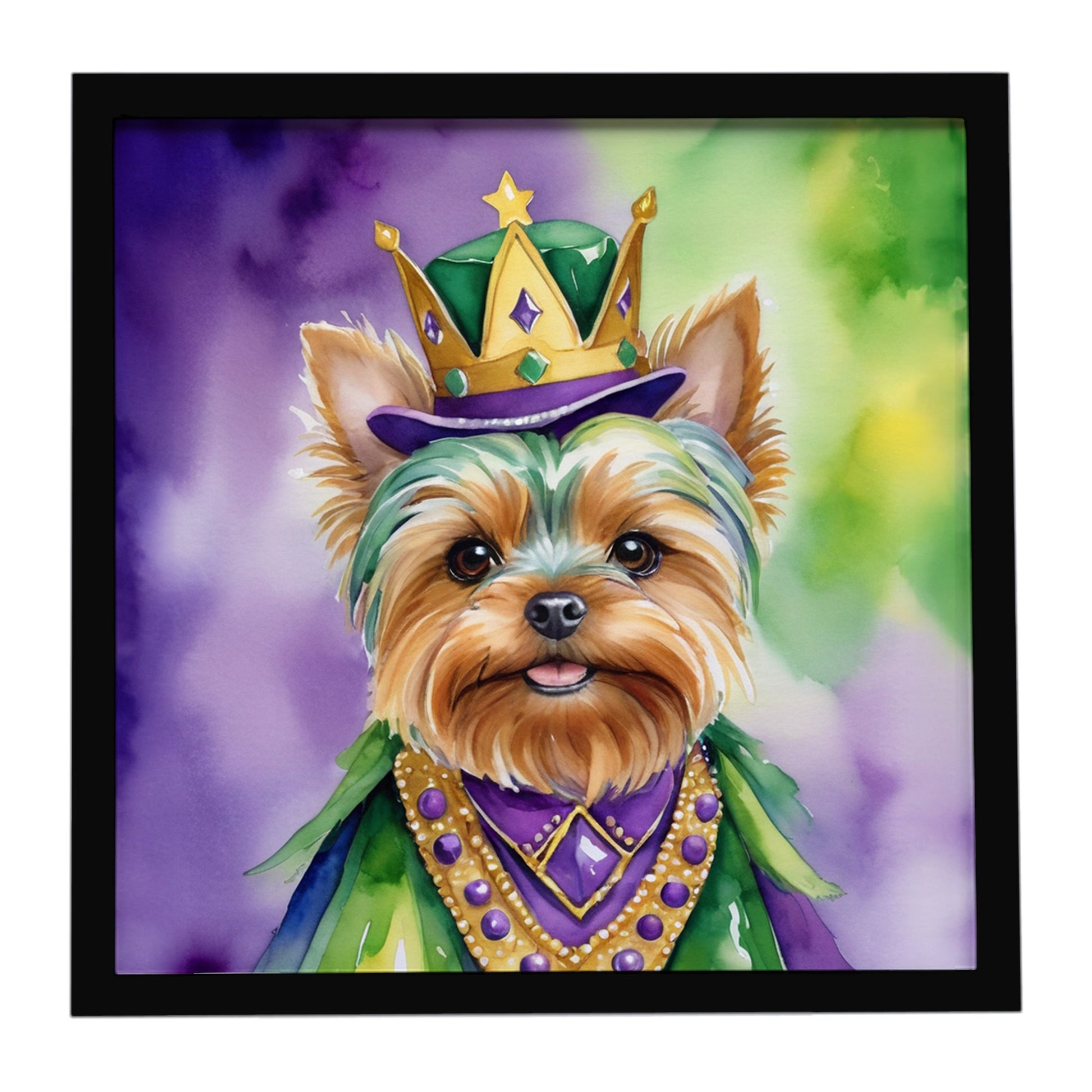 Buy this Yorkshire Terrier King of Mardi Gras Framed Metal Print