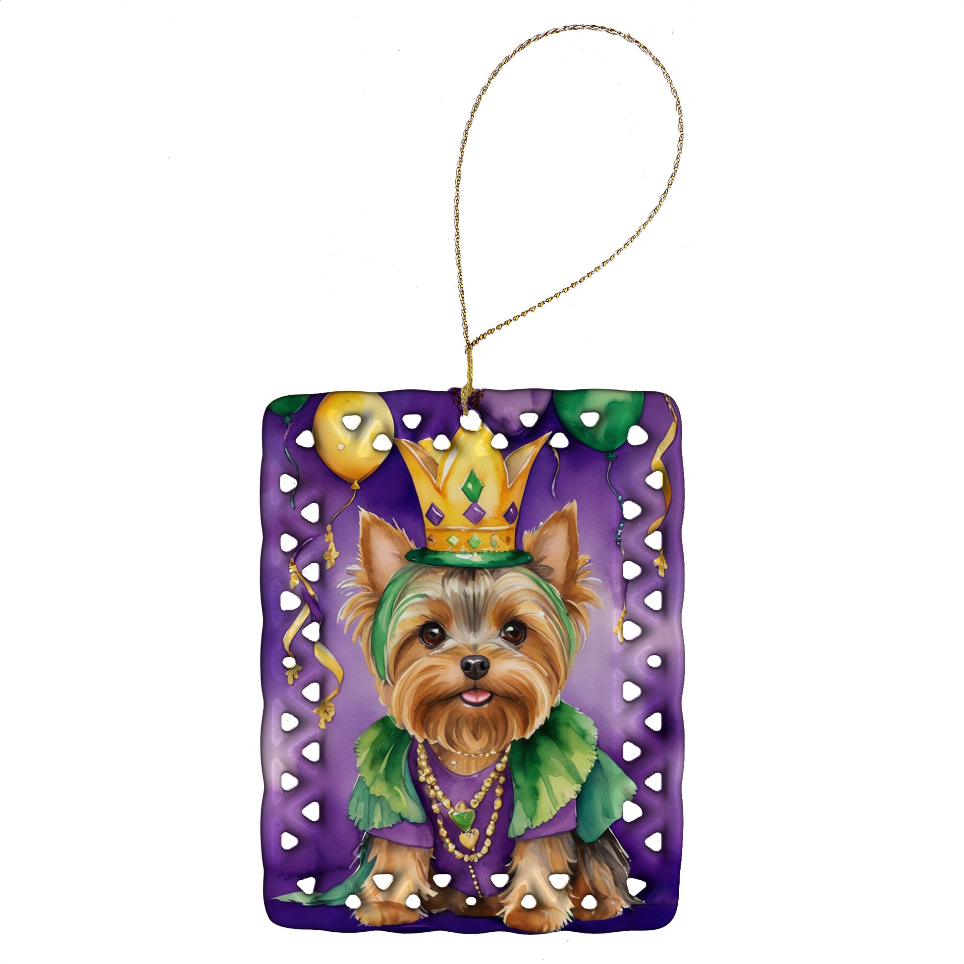 Buy this Yorkshire Terrier King of Mardi Gras Porcelain Ornament